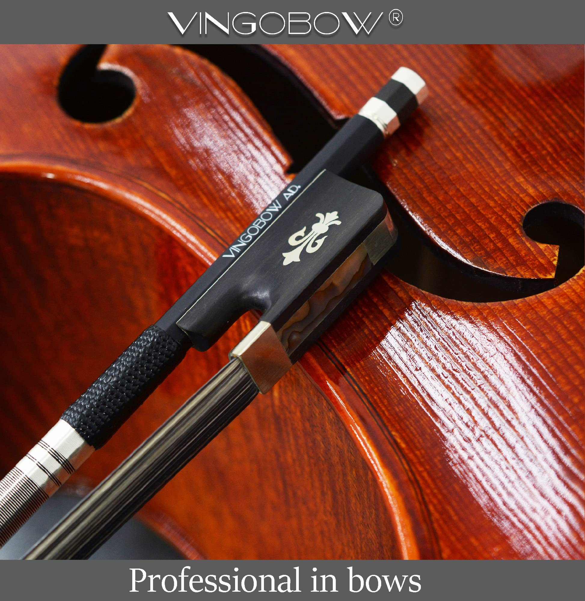 4/4 Full Size Cello Bow Advanced Carbon fiber Bow with Black Hair and White Hair Mixed Unique Design - Image 7