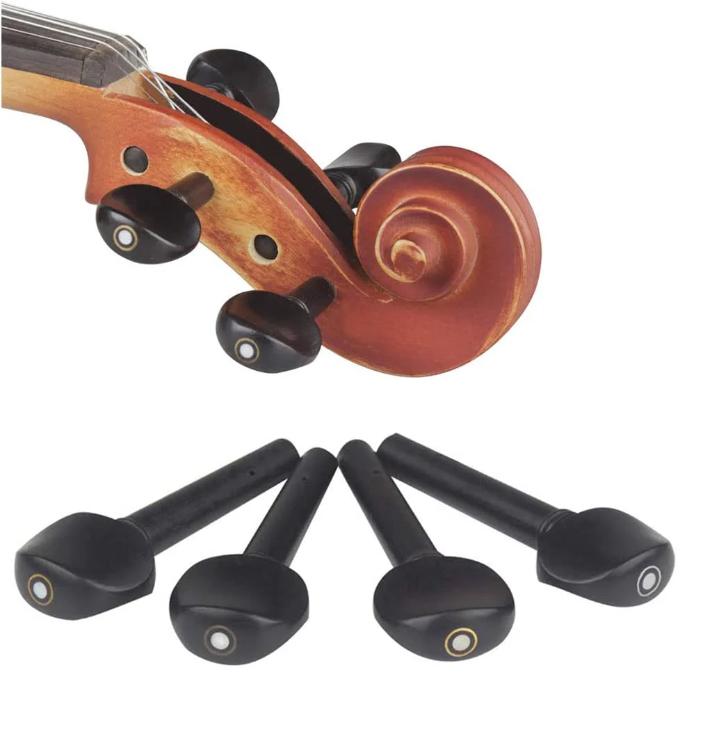 4/4 Full Size Violin Accessories Kit Bridge, Tailpiece, Tuning Pegs, Tunners, Endpin, Tailgut, String and Chin Rest 1 Set Violin Parts & Accessories Ebony - Image 3