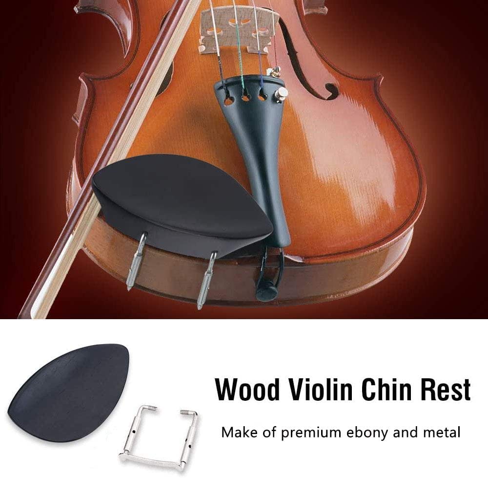 4/4 Full Size Violin Accessories Kit Bridge, Tailpiece, Tuning Pegs, Tunners, Endpin, Tailgut, String and Chin Rest 1 Set Violin Parts & Accessories Ebony - Image 4
