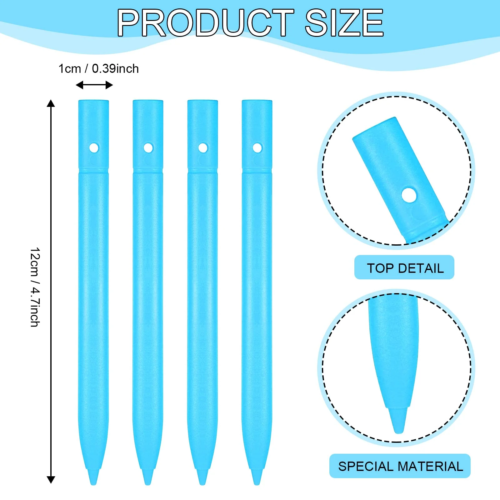 4.5 Inch Replacement Stylus Drawing Pen 4 Pieces Toddler Drawing Tablet Pens Kids' Electronics Pens with 4 Hanging Rope for LCD Writing Tablet (Blue) Blue - Image 2