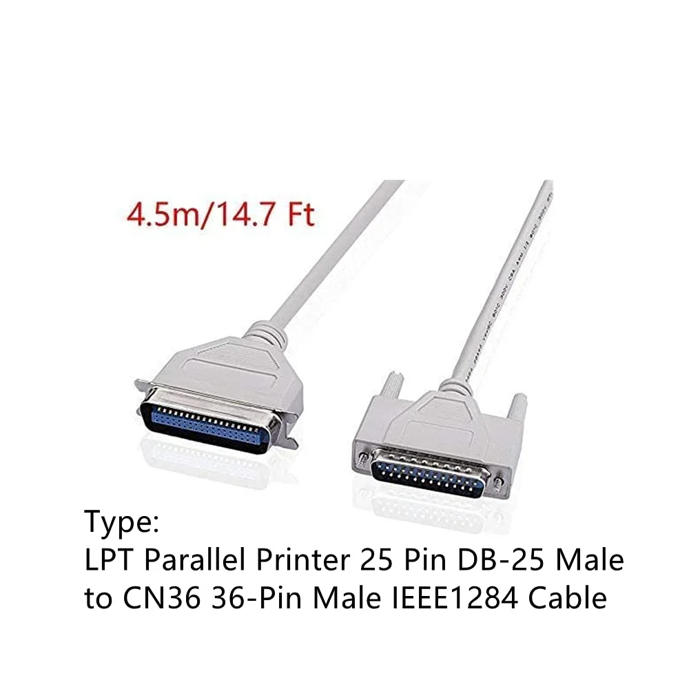 4.5m/ 14.7 Feet DB25 Male to Centronics 36 Female Parallel Printer Cable LPT Parallel Printer IEEE-1284 - Image 2