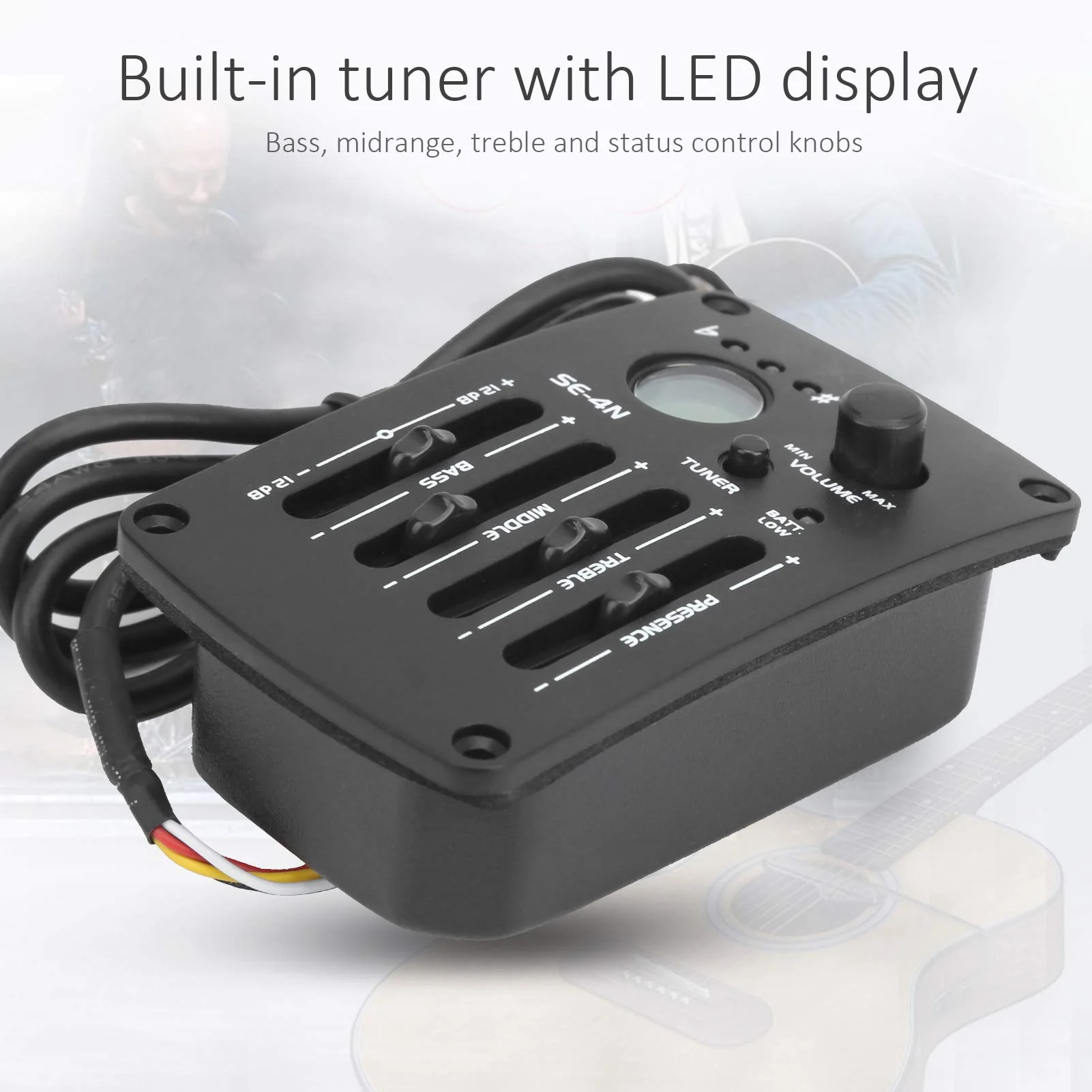 4 Band Equalizer Digital Tuner Pickup, EQ Equalizer Pickup Acoustic Guitar with LCD Display, 4 Band Preamp Musical Instrument Accessories SE?4N Electric Guitar EQ Pickups - Image 3