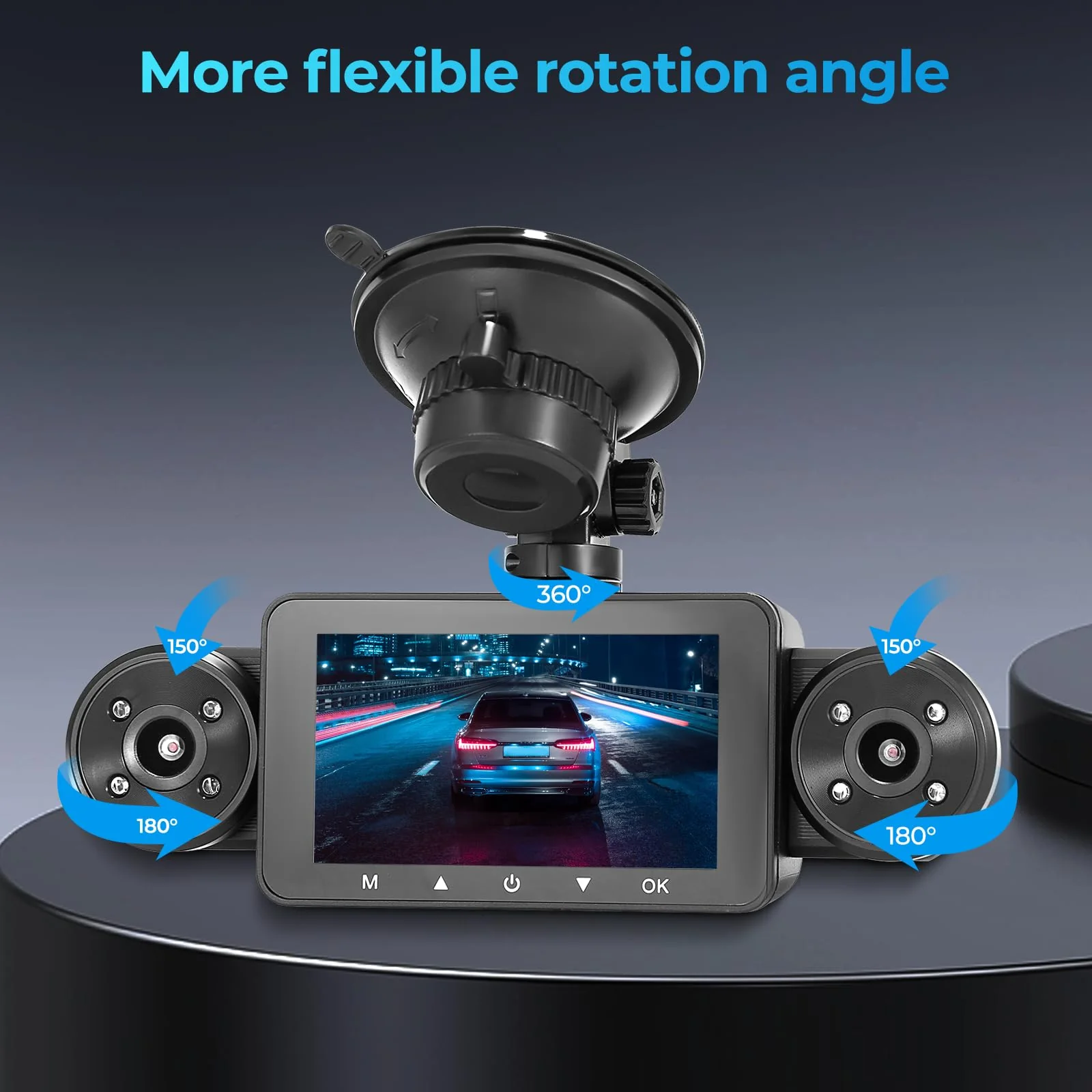 4 Channel Dash Cam 360° View, Include Front & Rear Left Right Camera Support 4 Way Recording, 32GB Card, 3” IPS Screen/Night Vision/WDR/24H Parking/G-Sensor（2G/4G/8G / 3 Split Screen (4 Channel) - Image 2