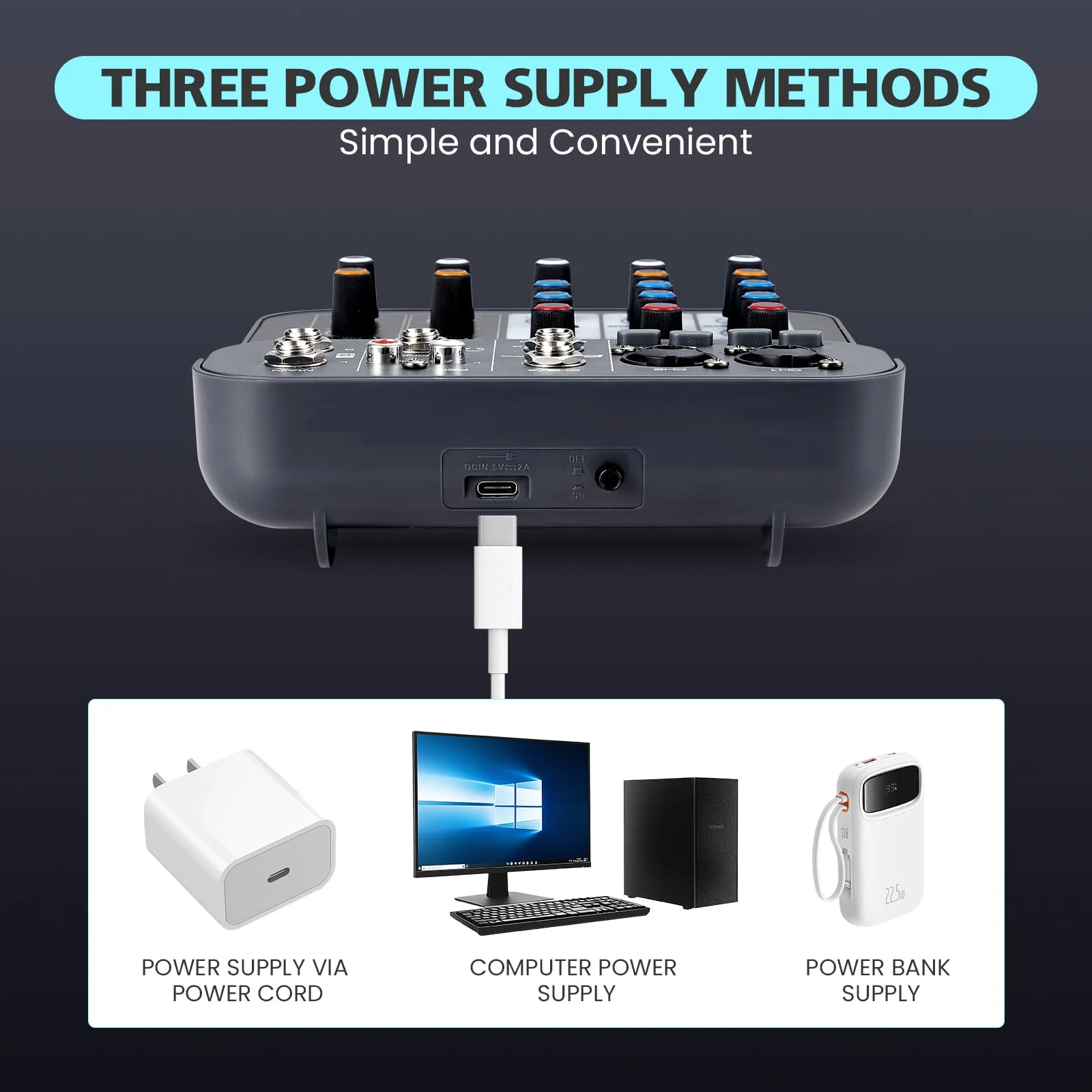 4 Channel DJ Audio Mixer, DJ Mixers Sound Board, Sound Mixer Board XLR 1/4" Interface, BT USB MP3 Computer Input 48V Phantom Power Stereo Karaoke DJ Studio Streaming KTV Stage G4B - Image 6