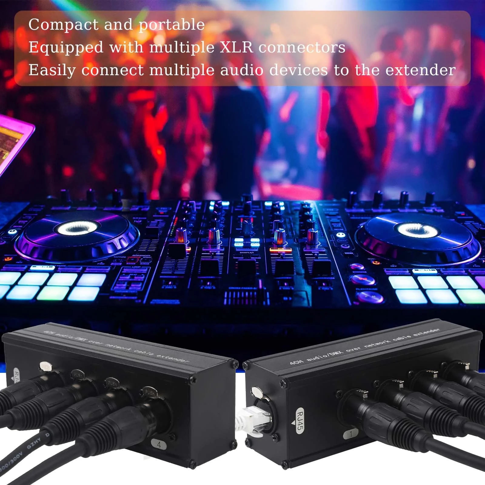 4-Channel DMX XLR to Ethernet Extender, 3-Pin XLR Male/Female & Ethercon Adapter, Cat5/Cat6/Cat7 Network Cable Converter (1 Pair: Male + Female) | Long-Distance Audio Signal Transmission XLR-XLR/6.35mm - Image 5
