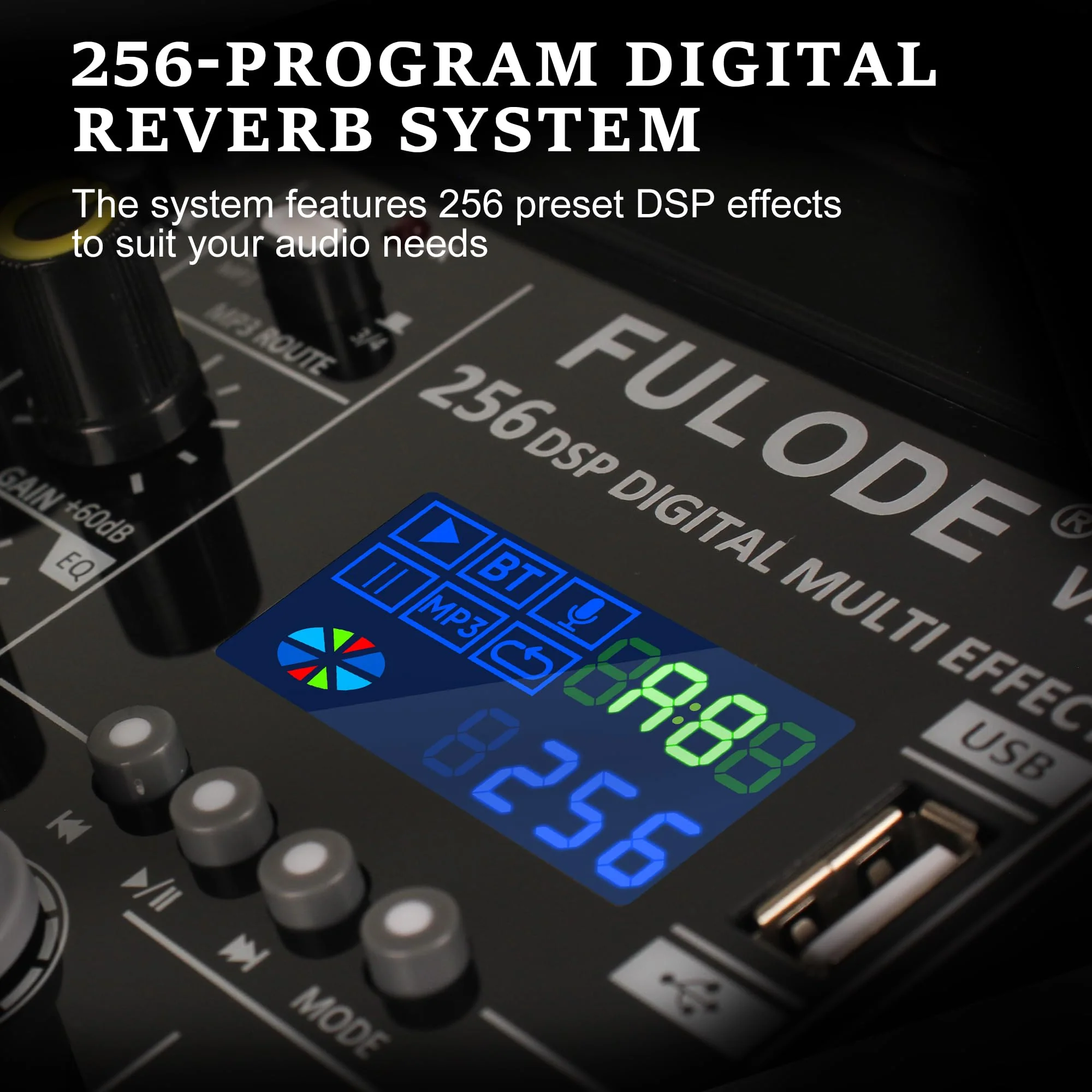 4 Channel Mixer DJ Audio Mixing Console with 256DSP, Small Music Sound Mixer Board Supports USB Bluetooth MP3 Computer Input, 48V Phantom Power & PAD Function for Recording Studio Streaming V14 - Image 2