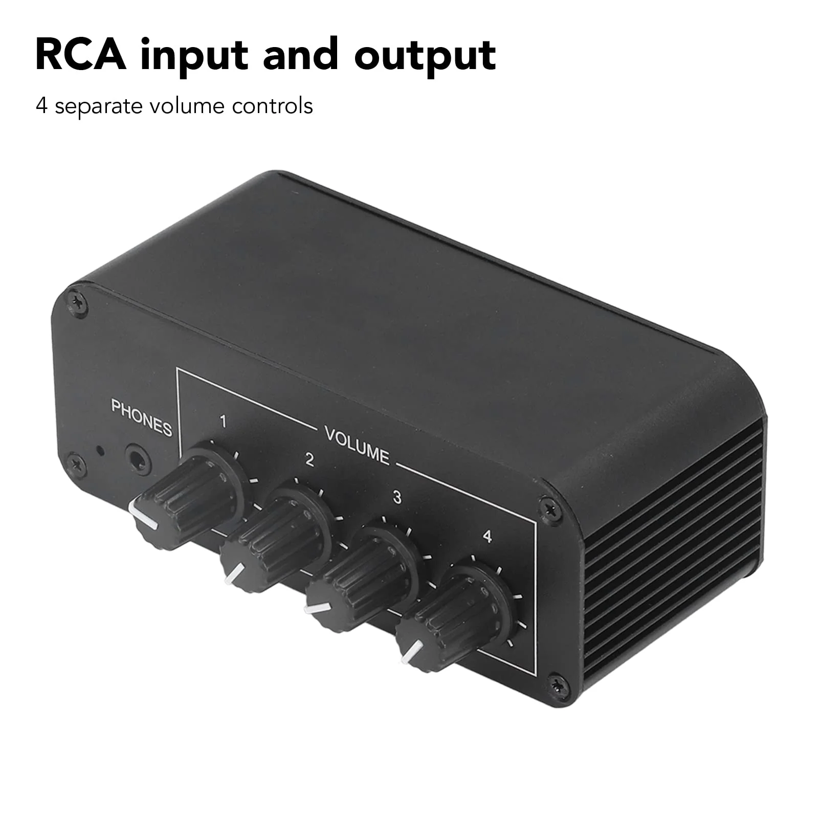 4 Channel Stereo Sound Mixer, Stereo Channel Mini Audio Mixer with Ultra Low Noise, Input and Output, Separate Volume Controls for Headphones - Image 4