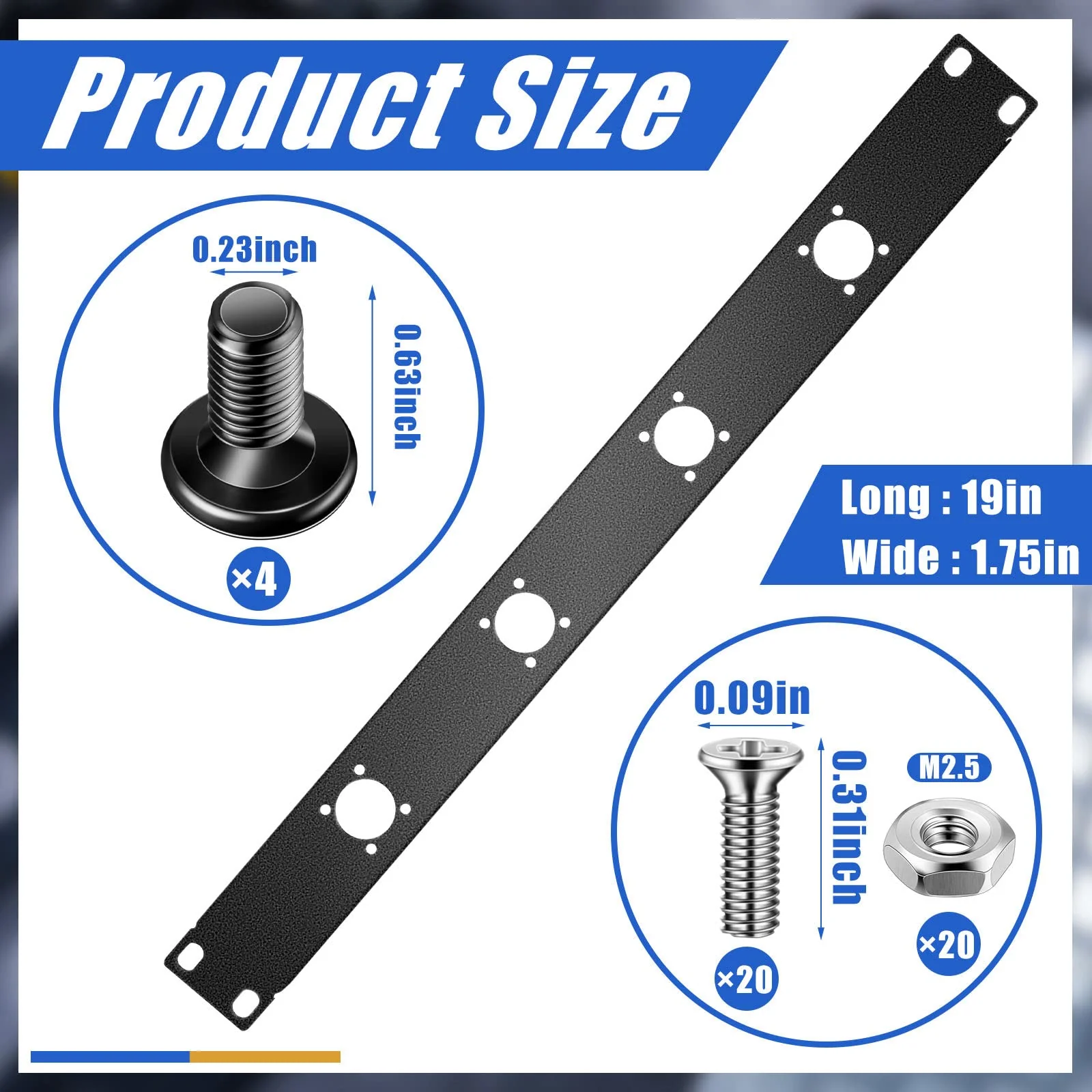 4-hole 1U Audio Rack Panel 4D Series XLR Patch Panel Punched Metal HDMI Mount Connectors Recording Studio Rack Accessories for 19 Inch Enclosure Server Computer Equipment Studio - Image 3