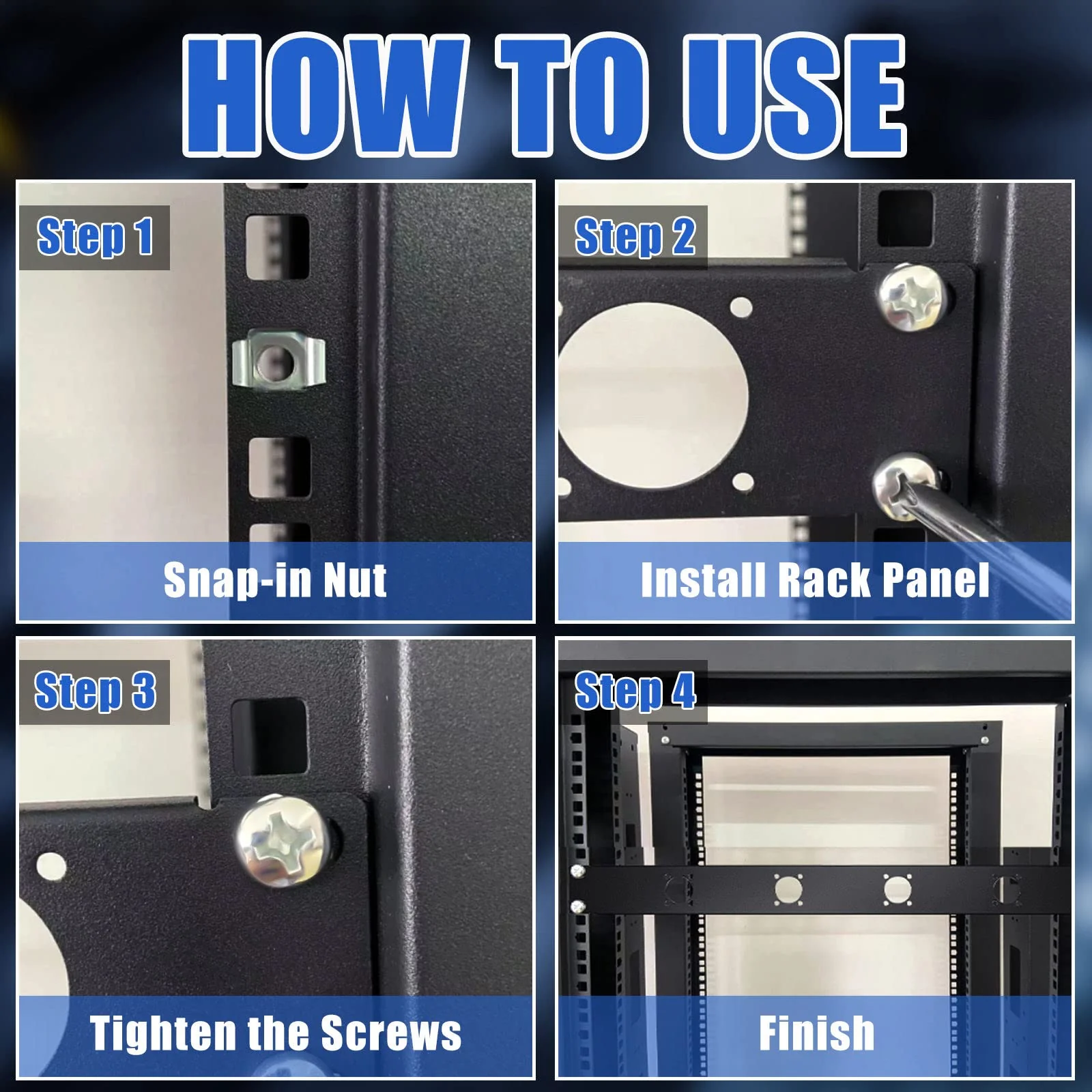 4-hole 1U Audio Rack Panel 4D Series XLR Patch Panel Punched Metal HDMI Mount Connectors Recording Studio Rack Accessories for 19 Inch Enclosure Server Computer Equipment Studio - Image 4