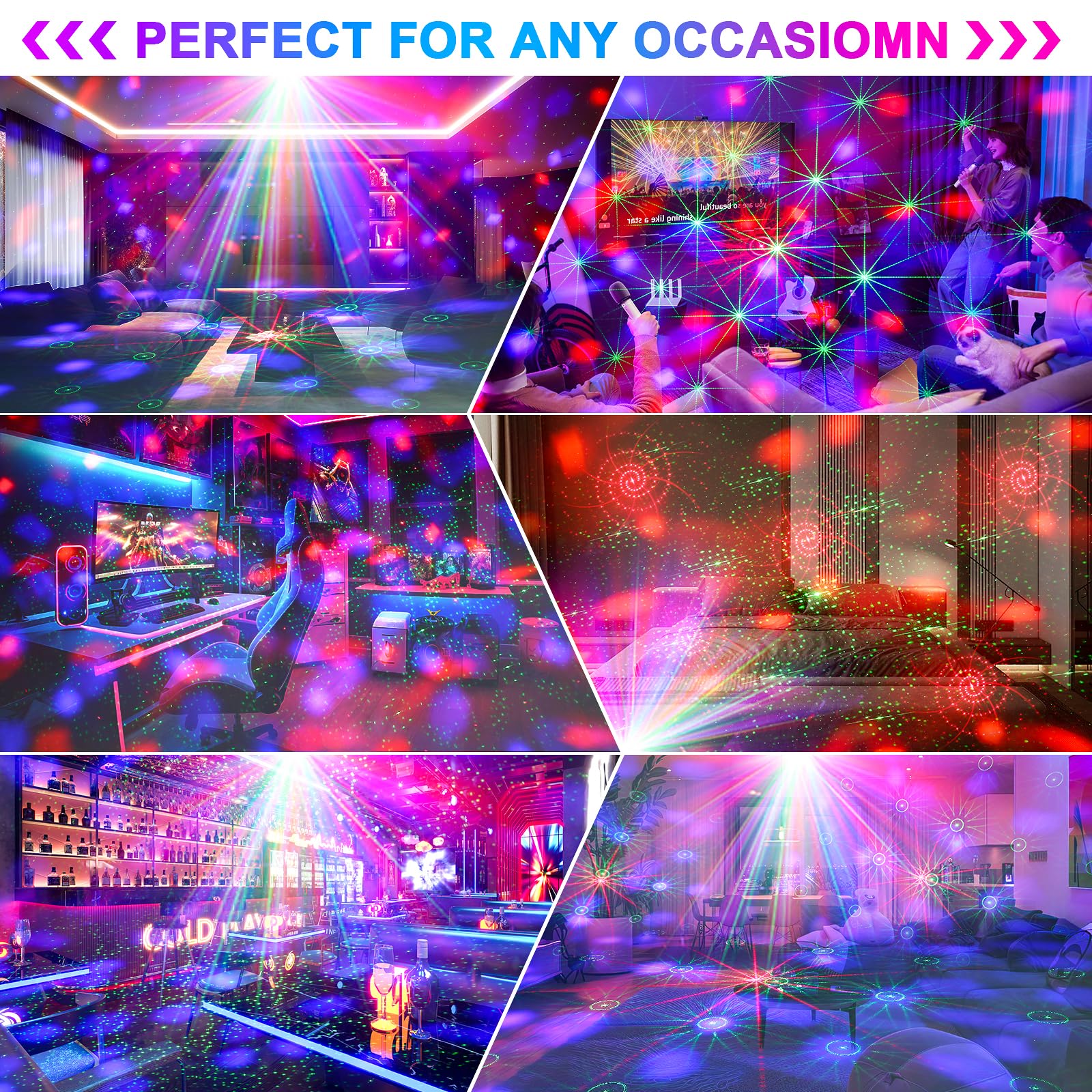 4 in-1 Disco Party Lights - RGB 3 Magic DJ Disco Ball, LED Sound Activated Laser Lights Projector with Remote for Home, Dance, Karaoke, Parties, Wedding, Birthday, Halloween, Christmas, Club Decor - Image 6