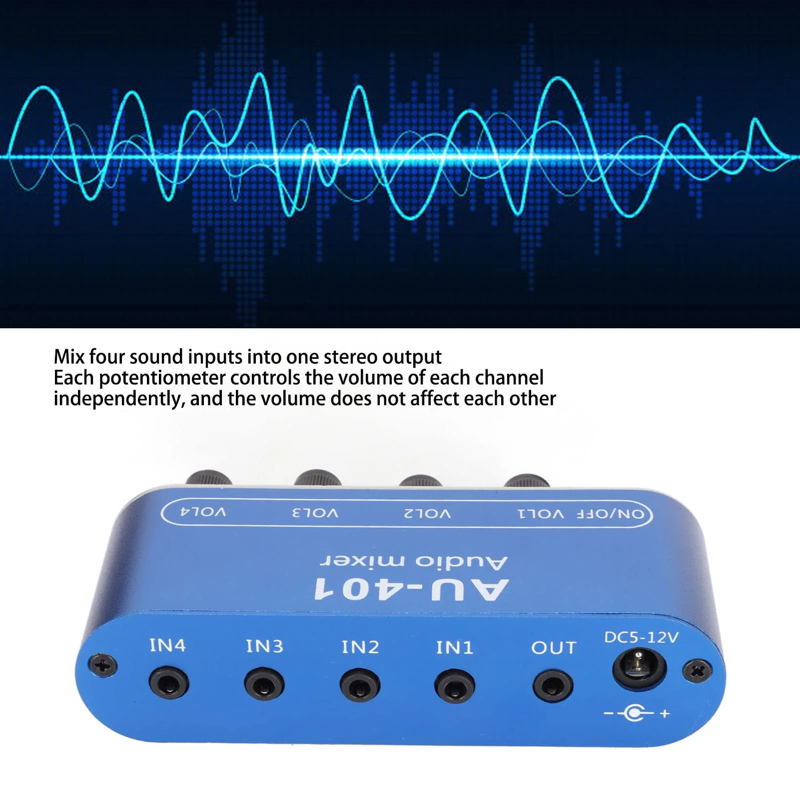 4 in 1 Out Mixer Stereo Switcher, Volume Adjustment Sound Mixer Selector, Mini DIY Headphones Amplifier, for PC Laptop Headphone Mobile Phone - Image 8