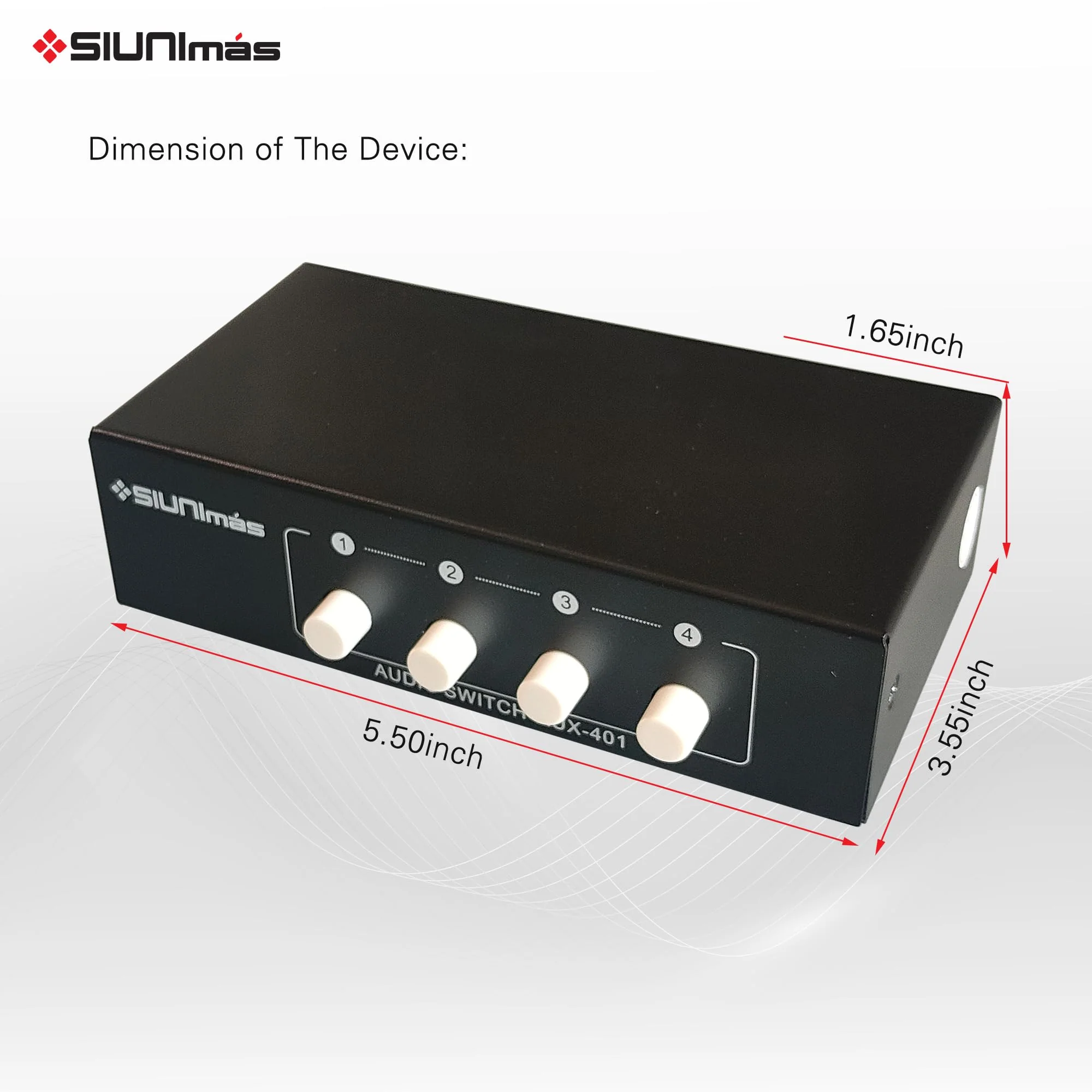 4-in 1-Out RCA and 3.5mm Aux Audio Receiver Switching Box 4 Channels Audio Converter Passive Audio Selector Switch Box 1-in 4-Out (S401-RCA AUX) S401-RCA AUX - Image 6