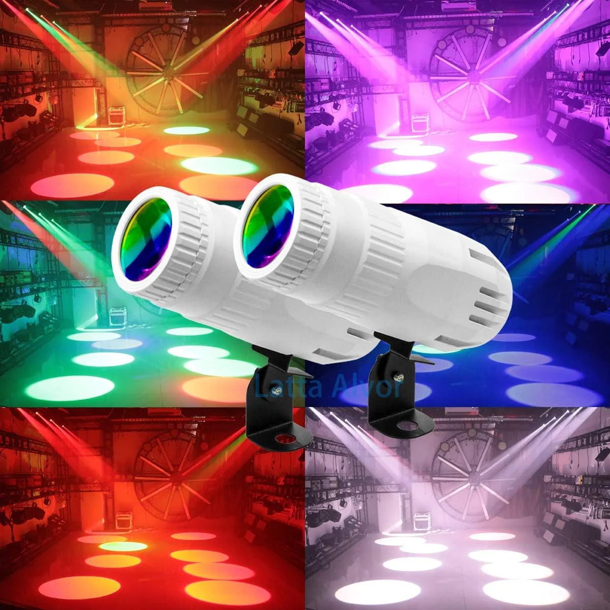4 in 1 Small Spotlight Mini RGBW LED Beam Spot Lights Stage Effect Lighting LED Beam Pinspot Light for Mirror Ball Club Party Bar DJ Events (White) - Image 5