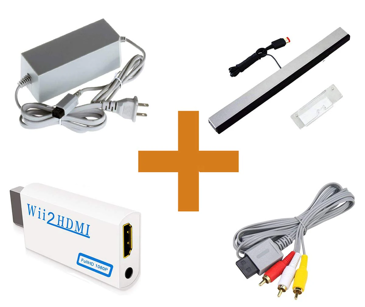 4 in 1 Wii Replacement Cables Set - AC Power Adapter, Wii to HDMI Converter, Wired Motion Sensor Bar and Composite AV Cable Sensor Bar + AV Cord + AC Adapter - Image 7