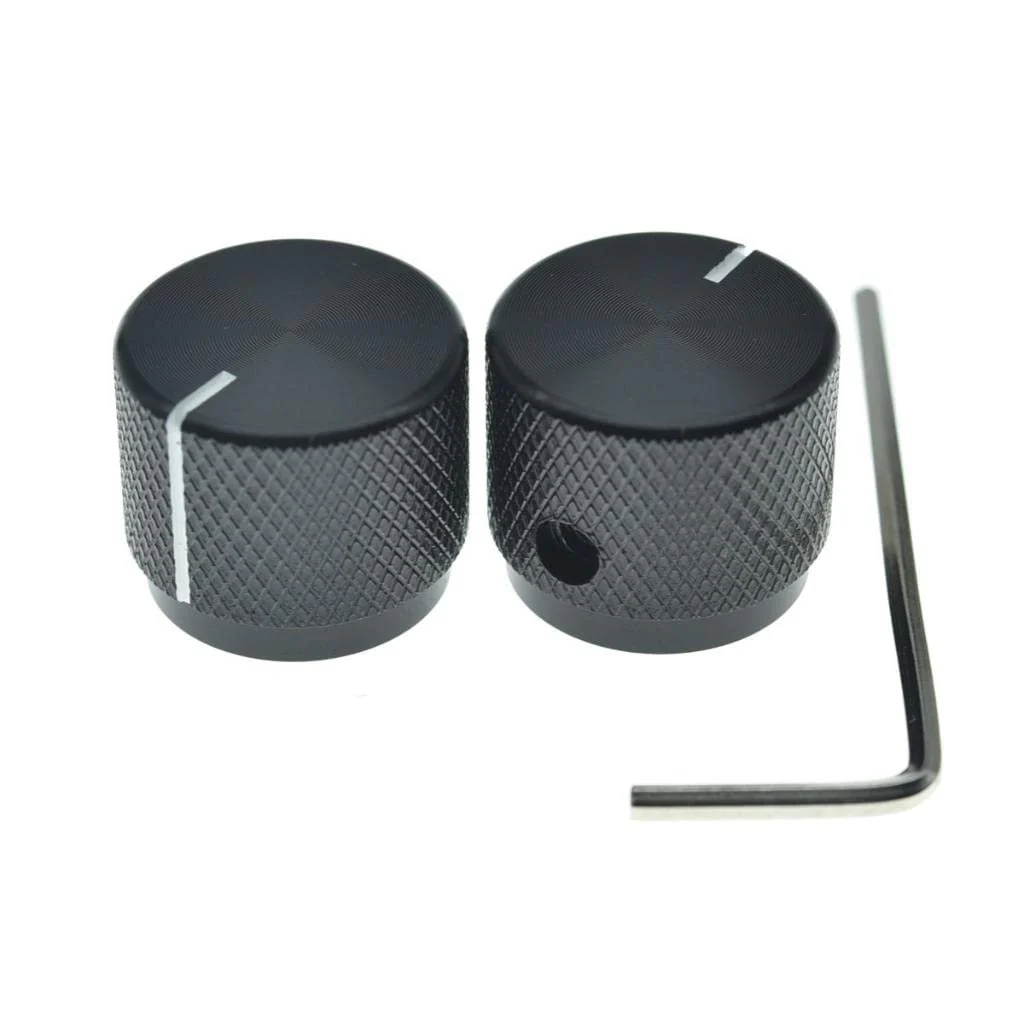 4-Pack 20mm Diam. Set Screw Style Aluminium Potentiometer Knobs 1/4" Universal Pot Control Knobs with Indicator for Guitar/Bass/AMP Amplifier Black with Indicator Line - Image 3