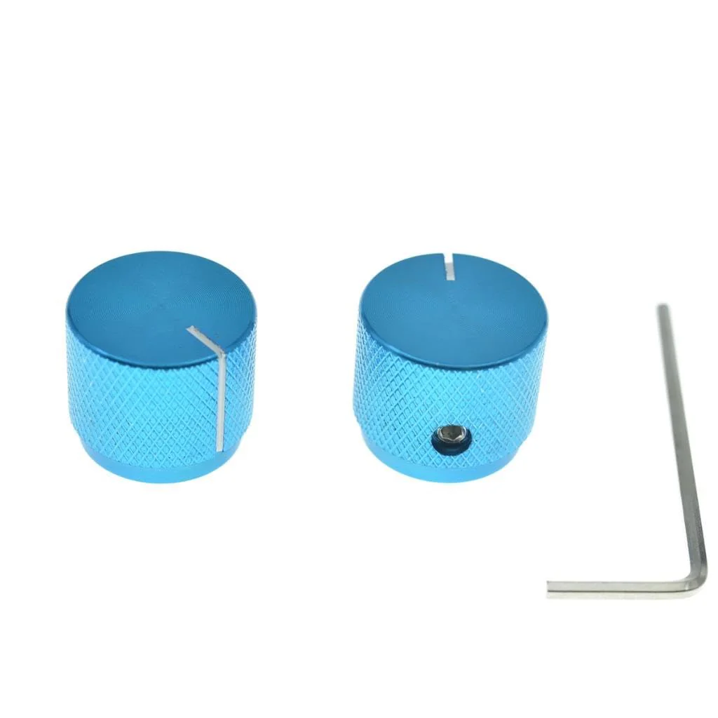 4-Pack 20mm Diam. Set Screw Style Aluminium Potentiometer Knobs 1/4" Universal Pot Control Knobs with Indicator for Guitar/Bass/AMP Amplifier Blue with Indicator Line - Image 3