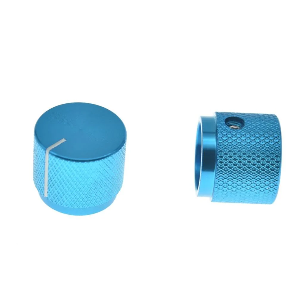 4-Pack 20mm Diam. Set Screw Style Aluminium Potentiometer Knobs 1/4" Universal Pot Control Knobs with Indicator for Guitar/Bass/AMP Amplifier Blue with Indicator Line - Image 4
