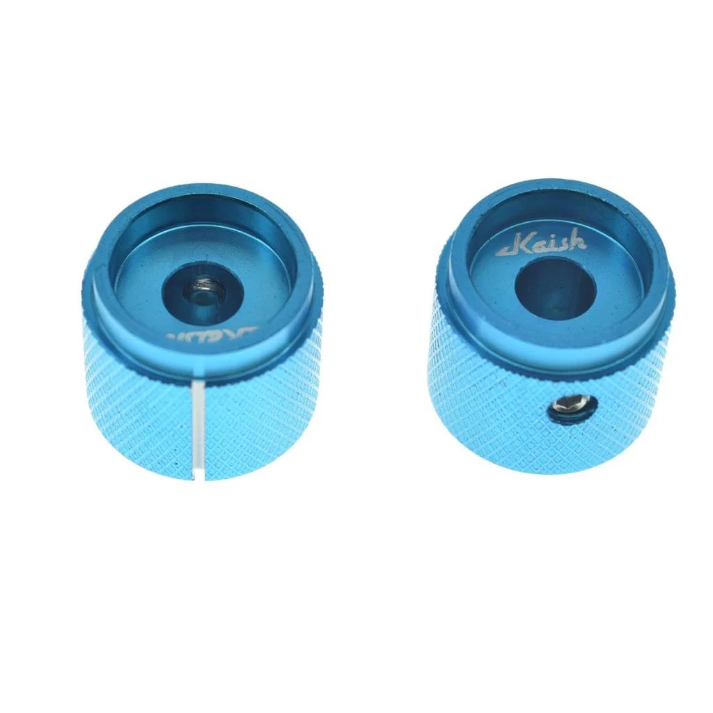4-Pack 20mm Diam. Set Screw Style Aluminium Potentiometer Knobs 1/4" Universal Pot Control Knobs with Indicator for Guitar/Bass/AMP Amplifier Blue with Indicator Line - Image 5