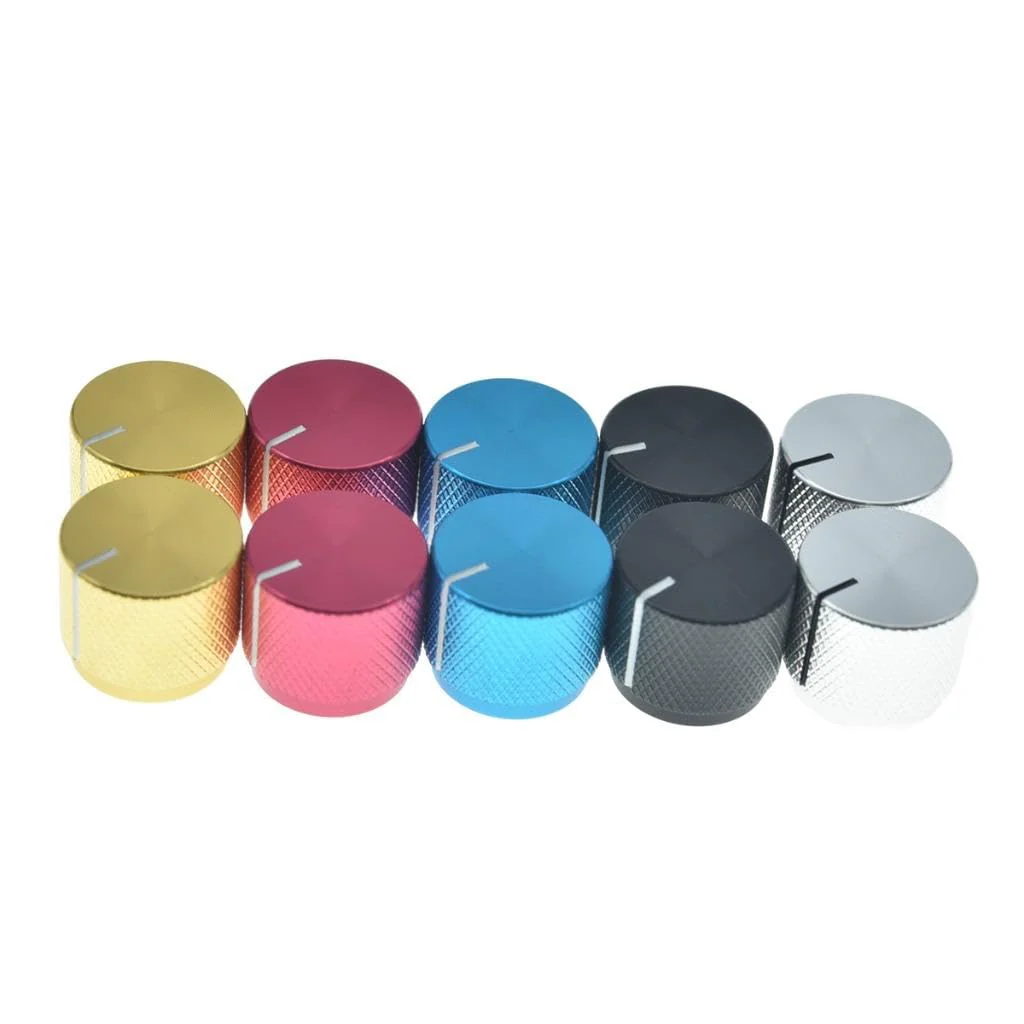 4-Pack 20mm Diam. Set Screw Style Aluminium Potentiometer Knobs 1/4" Universal Pot Control Knobs with Indicator for Guitar/Bass/AMP Amplifier Blue with Indicator Line - Image 6