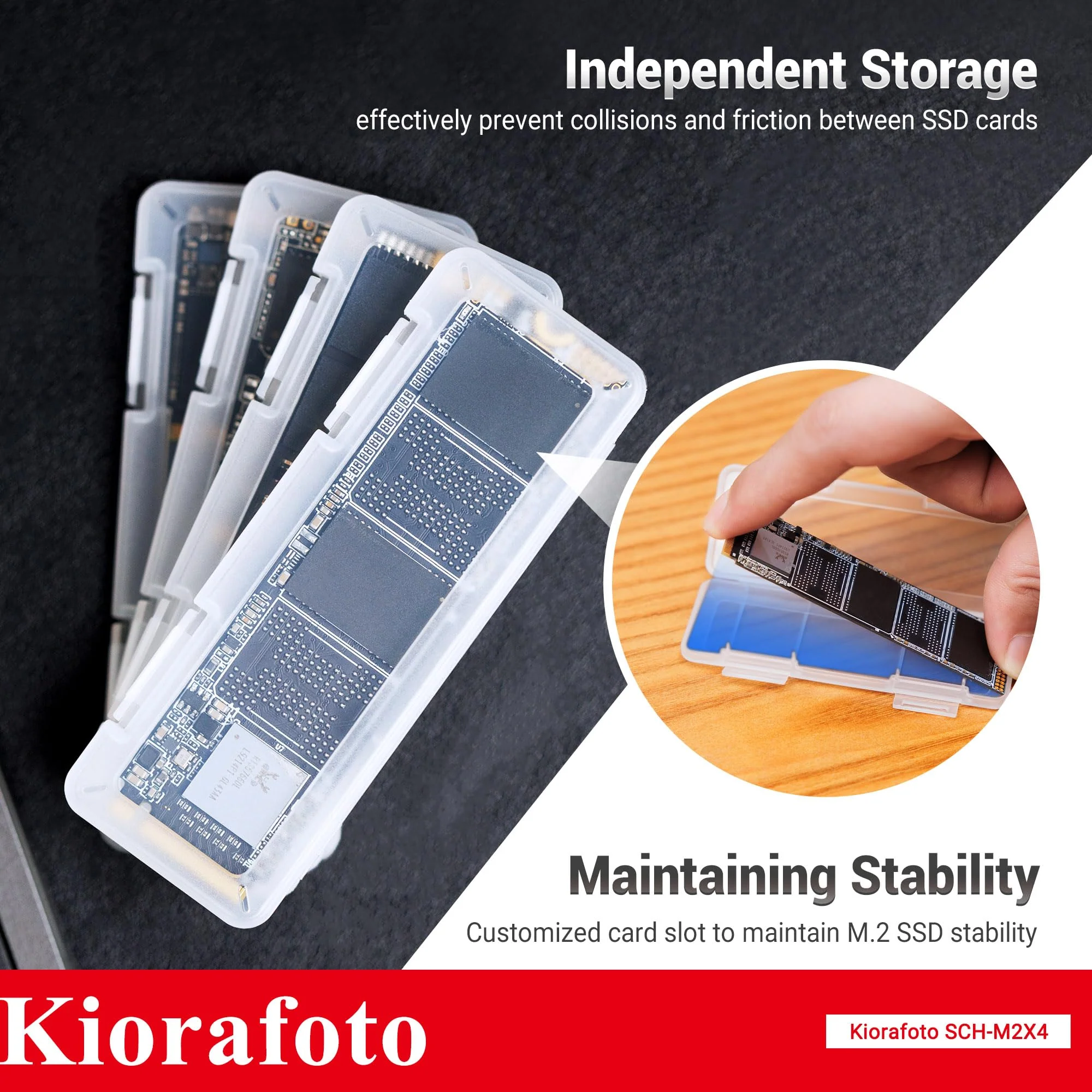 4 PACK Clear Plastic M.2 2280 2260 2242 2230 SSD Case, Portable M.2 NVMe SSD Case Protective Box M.2 2280 Holder Storage with Label, Individual M.2 Drive Storage Case Anti-Static & Shockproof for 4PCS SSDs（Clear） - Image 3