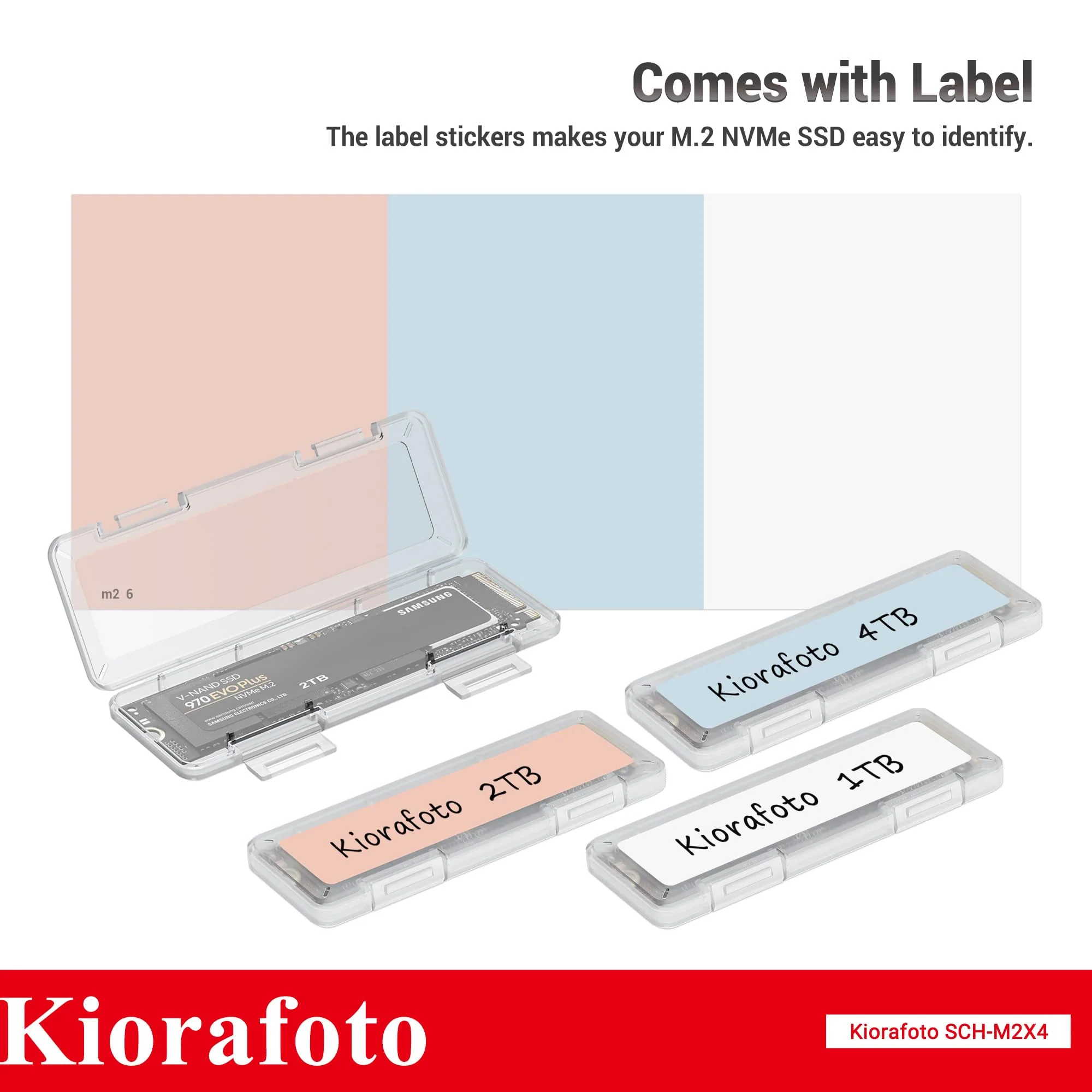 4 PACK Clear Plastic M.2 2280 2260 2242 2230 SSD Case, Portable M.2 NVMe SSD Case Protective Box M.2 2280 Holder Storage with Label, Individual M.2 Drive Storage Case Anti-Static & Shockproof for 4PCS SSDs（Clear） - Image 4