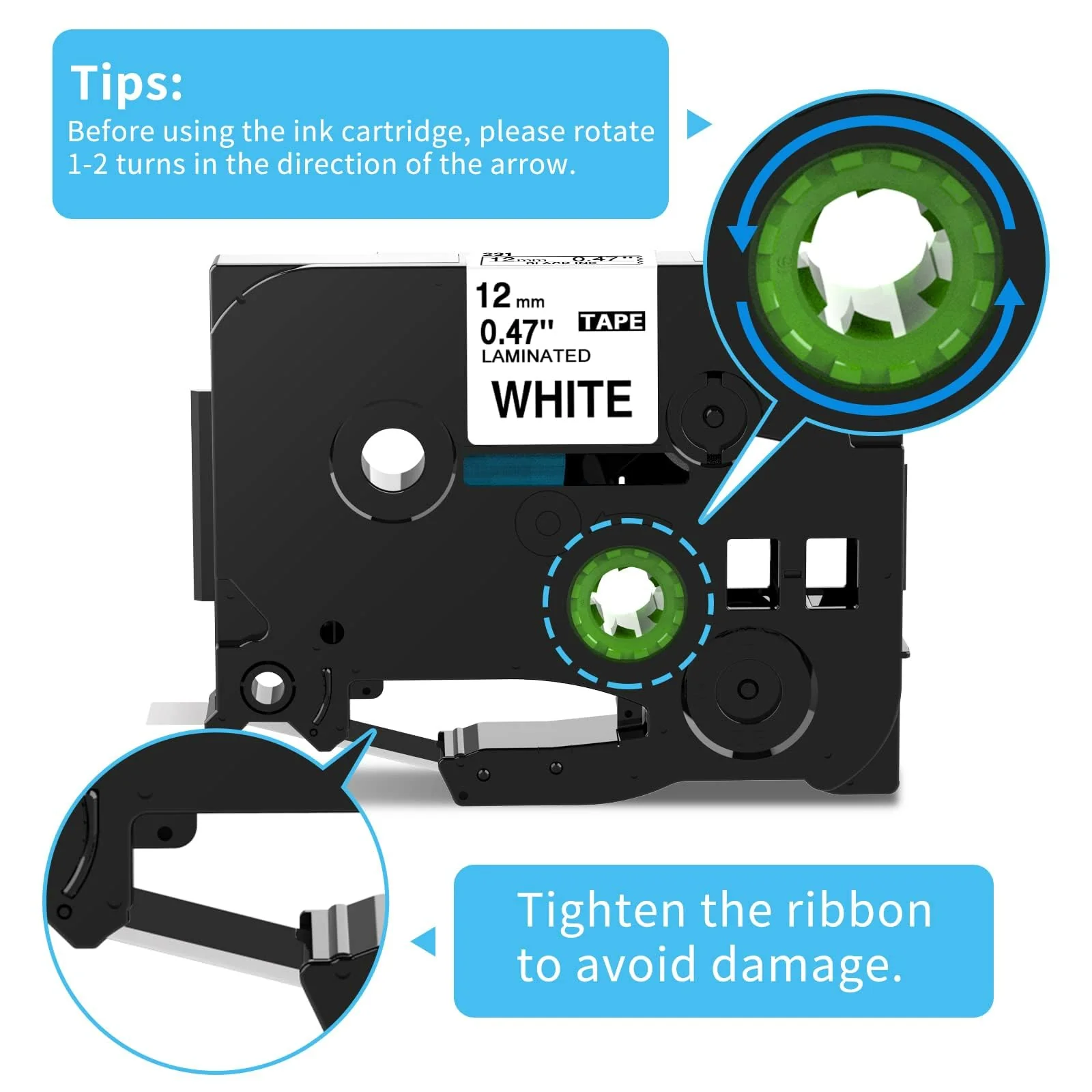 4-Pack Compatible with Brother Label Maker Tape TZe-231 TZ-231 P Touch Label Tape 12mm 0.47 White TZ,Work for Ptouch PT-D210 PT-H110 PT-D600 PT-D220 PT-D410,PT-1290,Black on White Tape 8m 26.2ft - Image 2