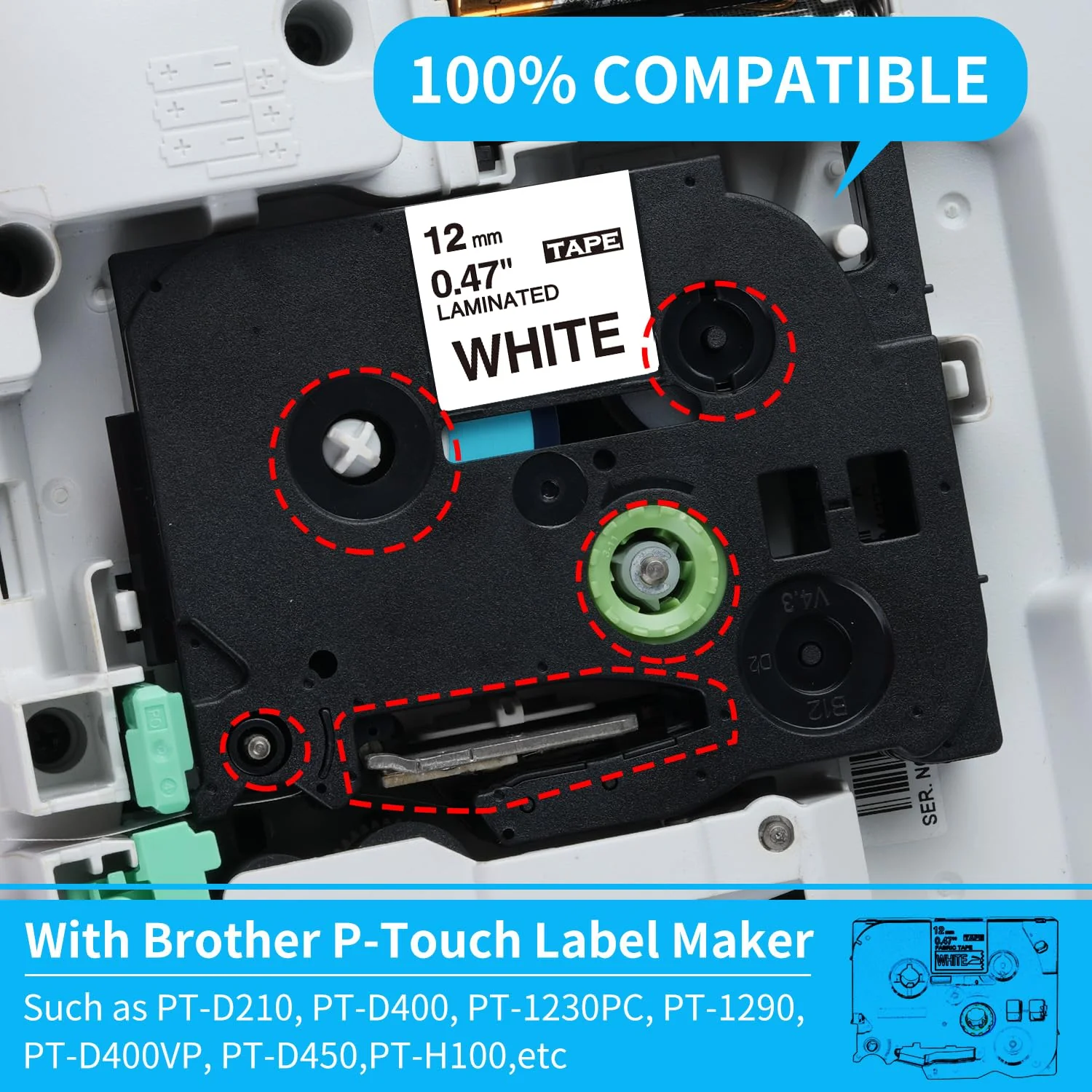 4-Pack Compatible with Brother Label Maker Tape TZe-231 TZ-231 P Touch Label Tape 12mm 0.47 White TZ,Work for Ptouch PT-D210 PT-H110 PT-D600 PT-D220 PT-D410,PT-1290,Black on White Tape 8m 26.2ft - Image 3