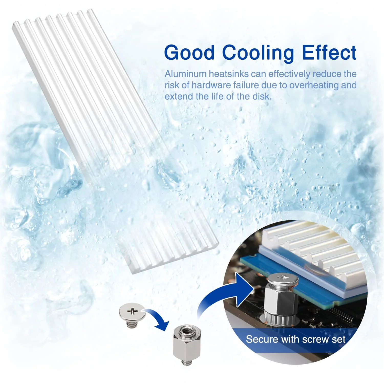 4 Pack M.2 SSD Heatsink VooGenzek Aluminum Heatsink with M.2 SSD Screws and Heat Conductive Silicone Pads for M.2 Heatsink Laptops and Desktops, 70x22x3mm, Silver Silver - 70X22X3 mm - Image 3