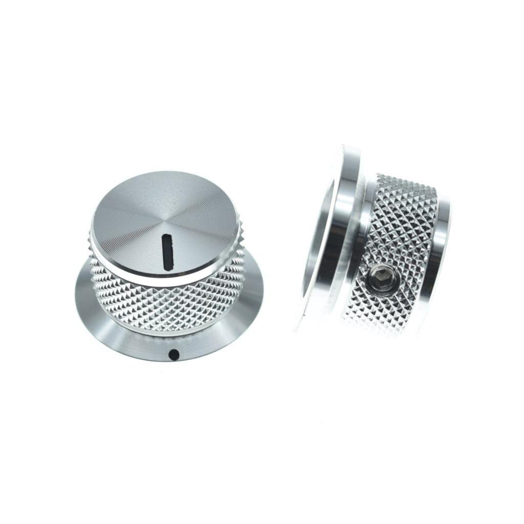 4-Pack Set Screw Style Aluminium Potentiometer Knobs 1/4" Universal Top Hat Knobs Bell Volume Tone Control Knobs for Guitar/Bass/AMPS/Preamps Silver Pack of 4 Silver with Indicator-3 - Image 3