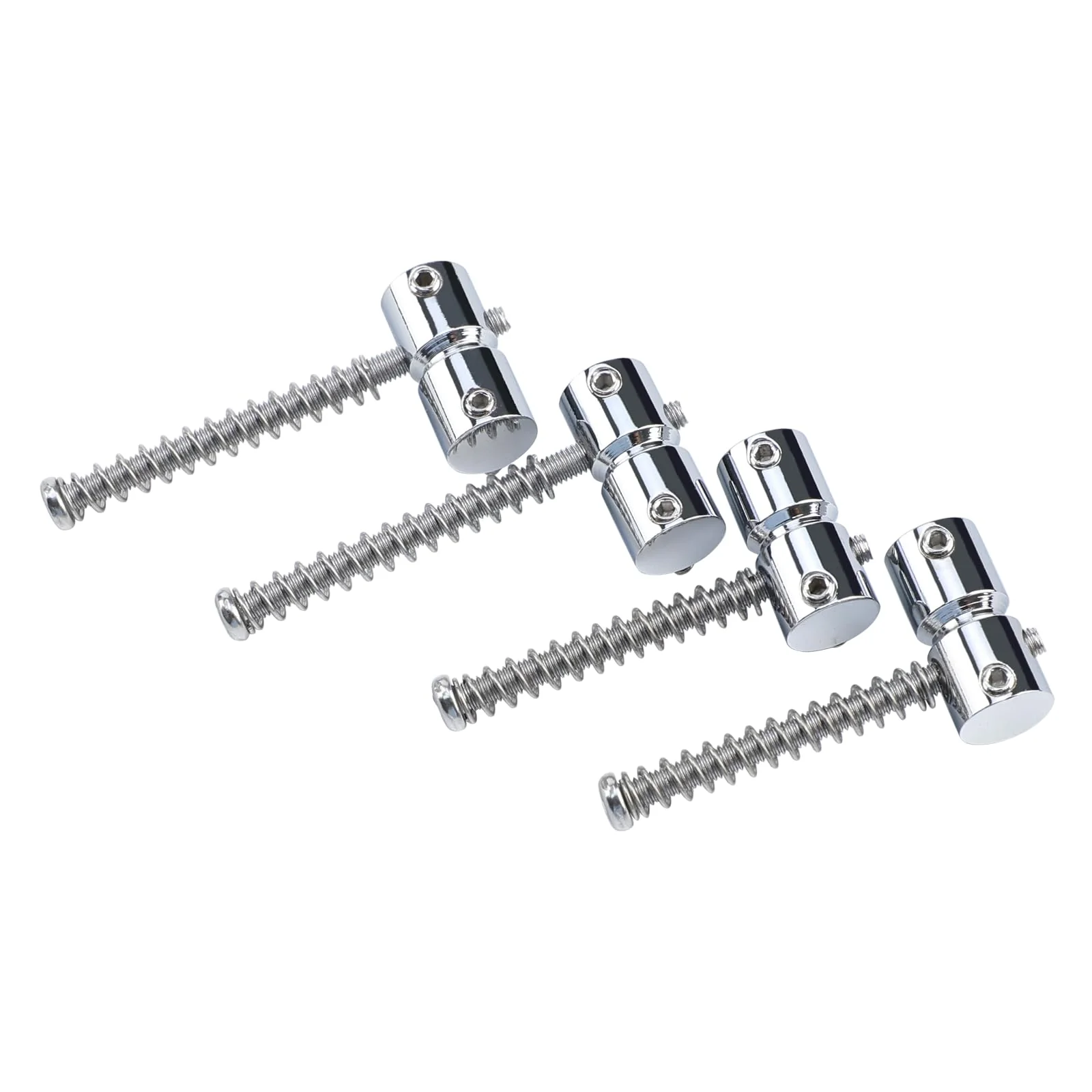 4-Pack Stainless Steel Electric Bass Guitar Bridge Saddles String Spacing 19mm Bass Saddles Compatible with 4 String Electric Bass Replacement Parts（Chrome） Chrome - Image 2