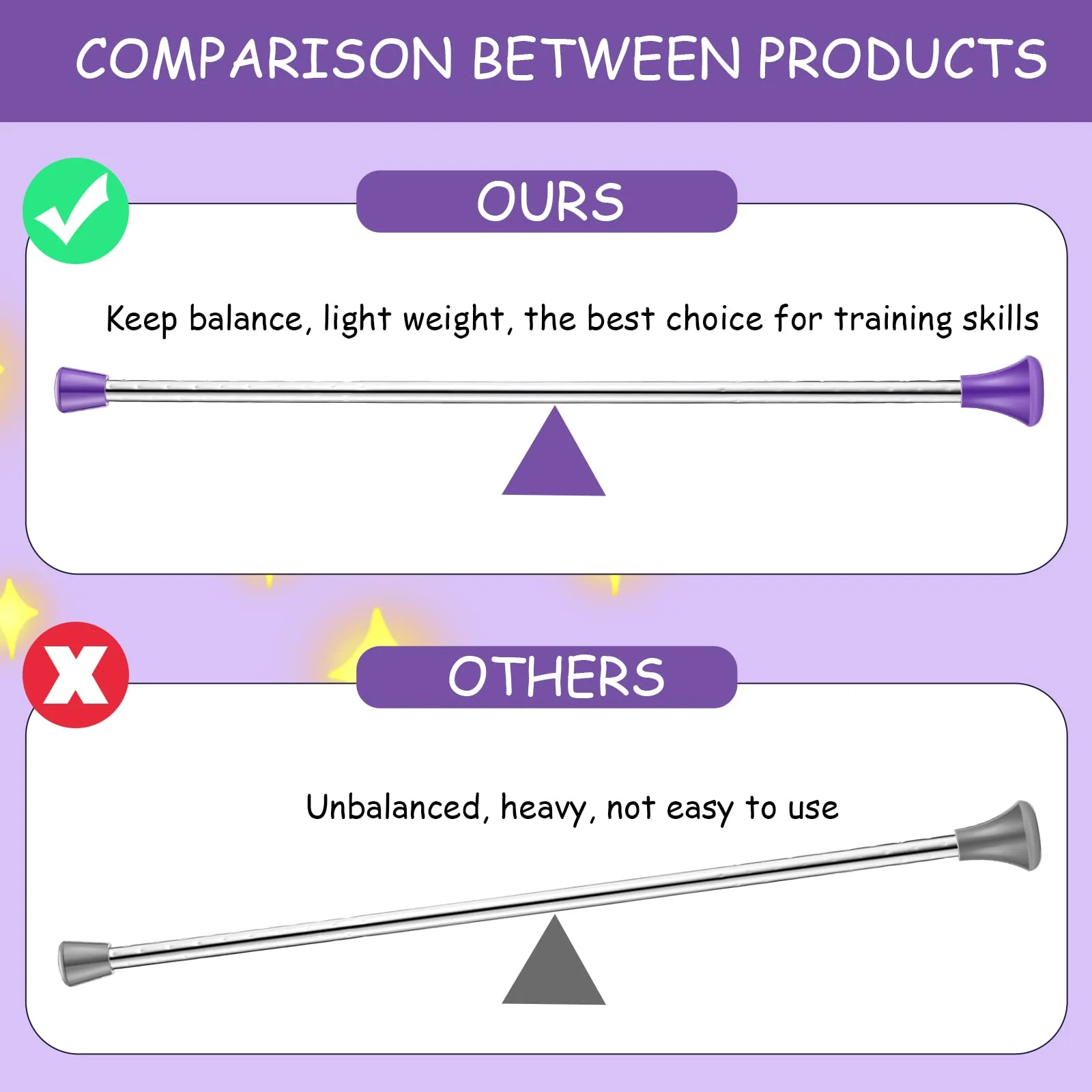 4 Pack Twirling Baton 21 Inch Band Marching Baton Stainless Steel Conductors Metal Gymnastics Parade Stick Dance Ribbon Streamer for Kid Girl - Image 4
