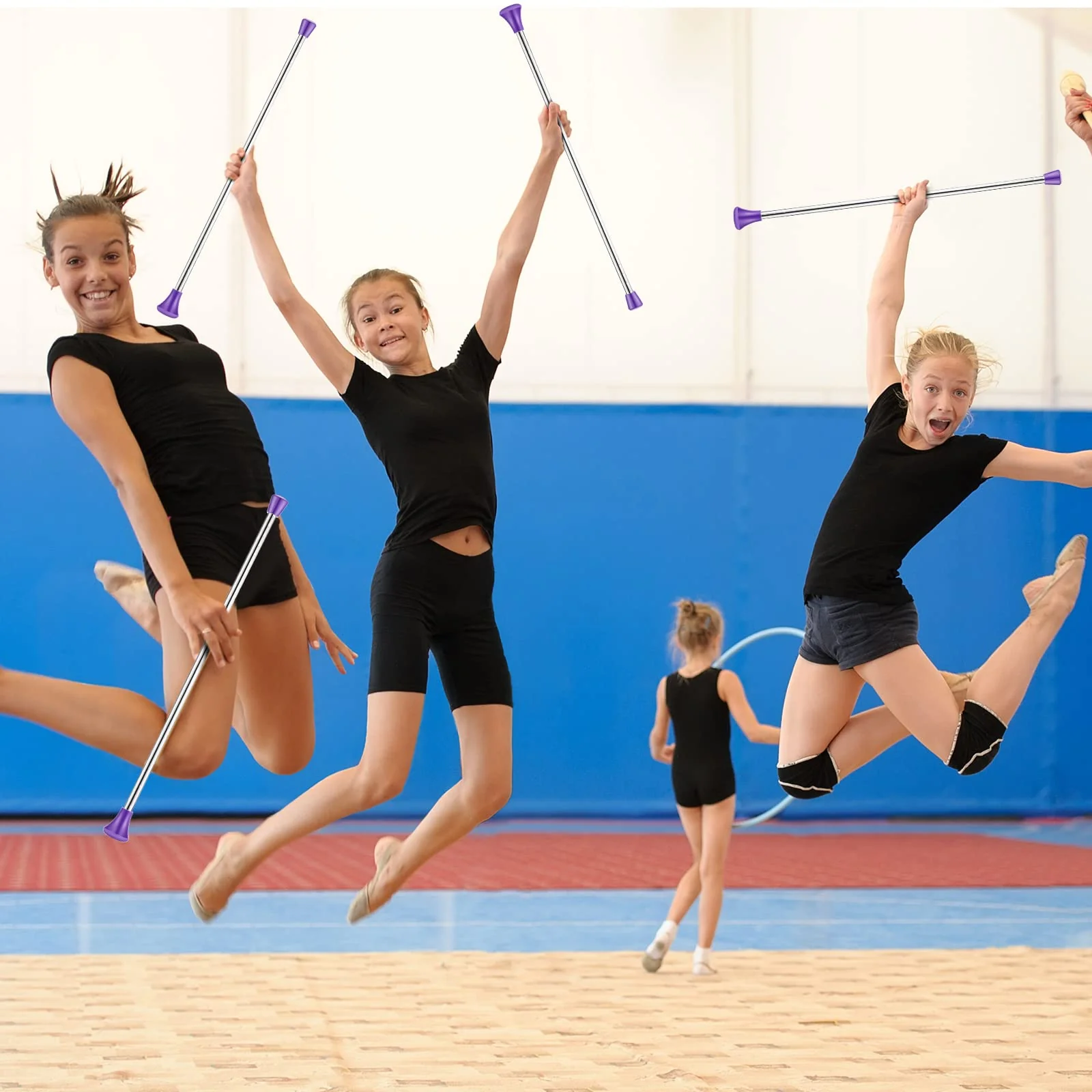 4 Pack Twirling Baton 21 Inch Band Marching Baton Stainless Steel Conductors Metal Gymnastics Parade Stick Dance Ribbon Streamer for Kid Girl - Image 5