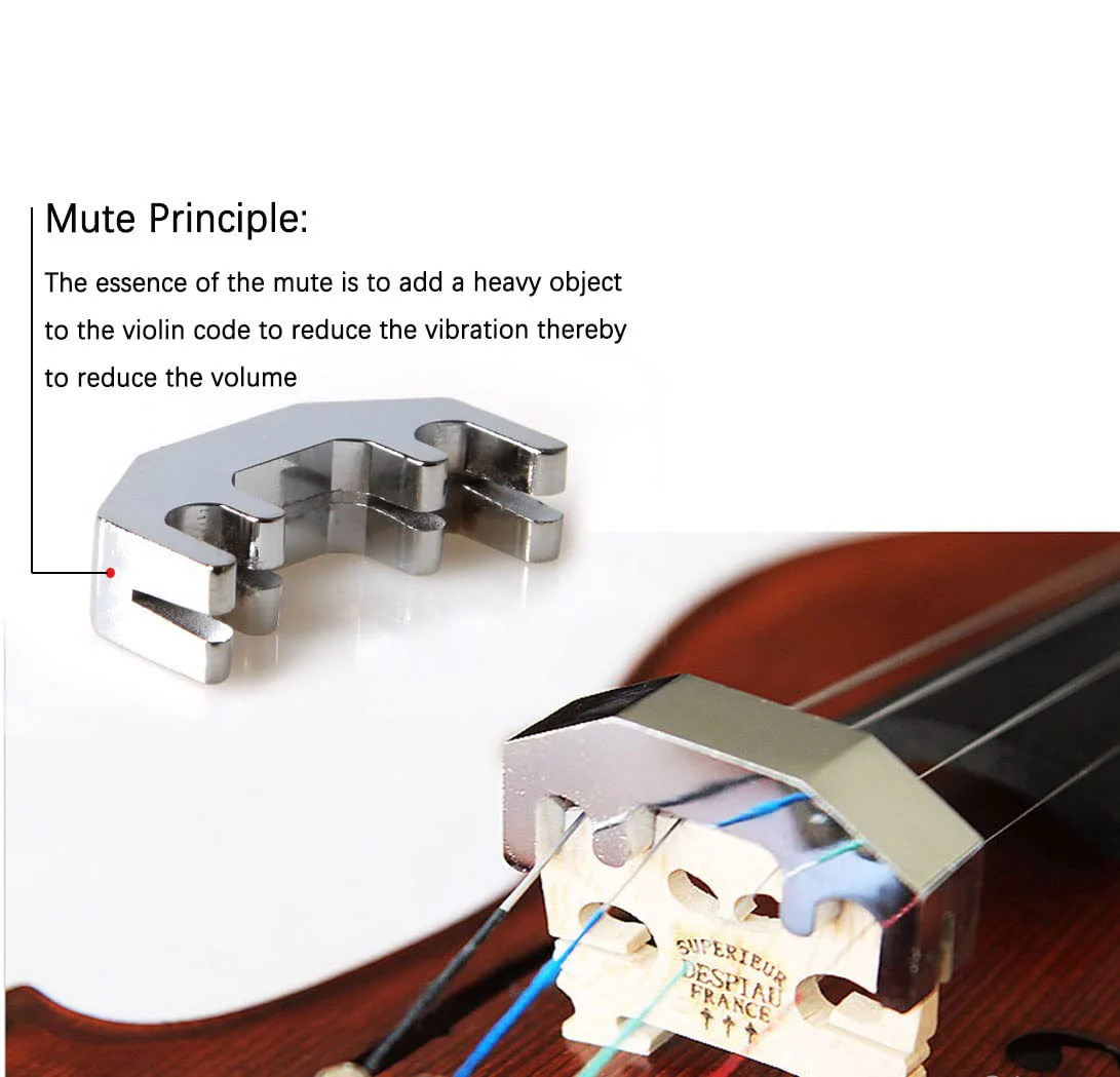 4 Pack Violin Practice Mute Set 2 PCS Claw Style (Rubber and Chrome) & 2 PCS Round Tourte Style Violin Fiddle Silent Silencer Parts - Image 2