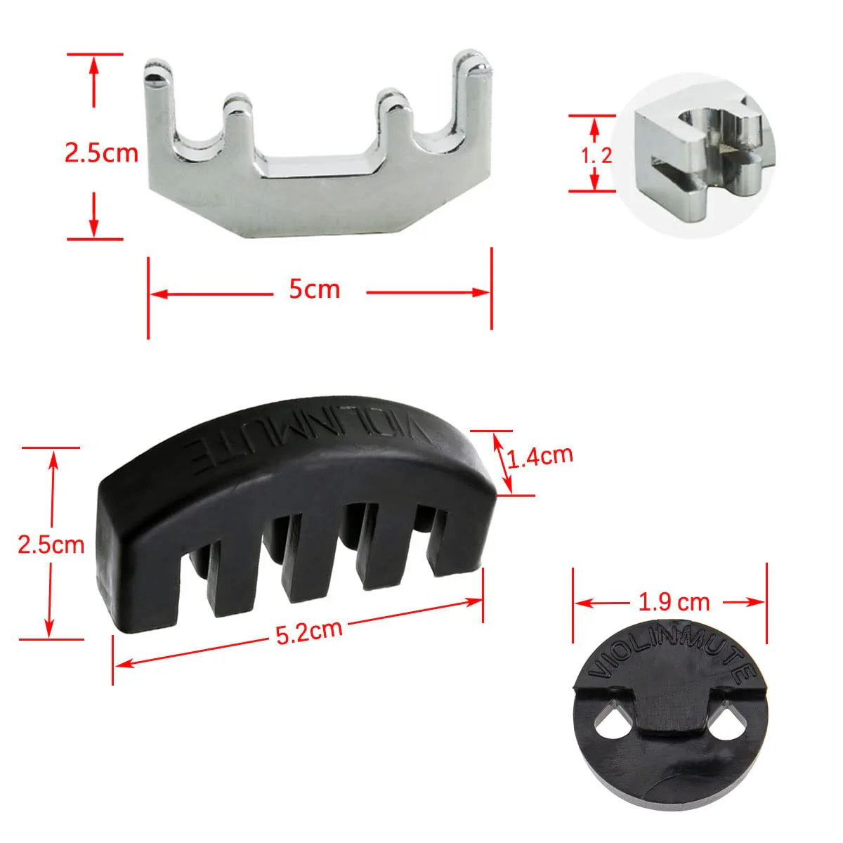 4 Pack Violin Practice Mute Set 2 PCS Claw Style (Rubber and Chrome) & 2 PCS Round Tourte Style Violin Fiddle Silent Silencer Parts - Image 4