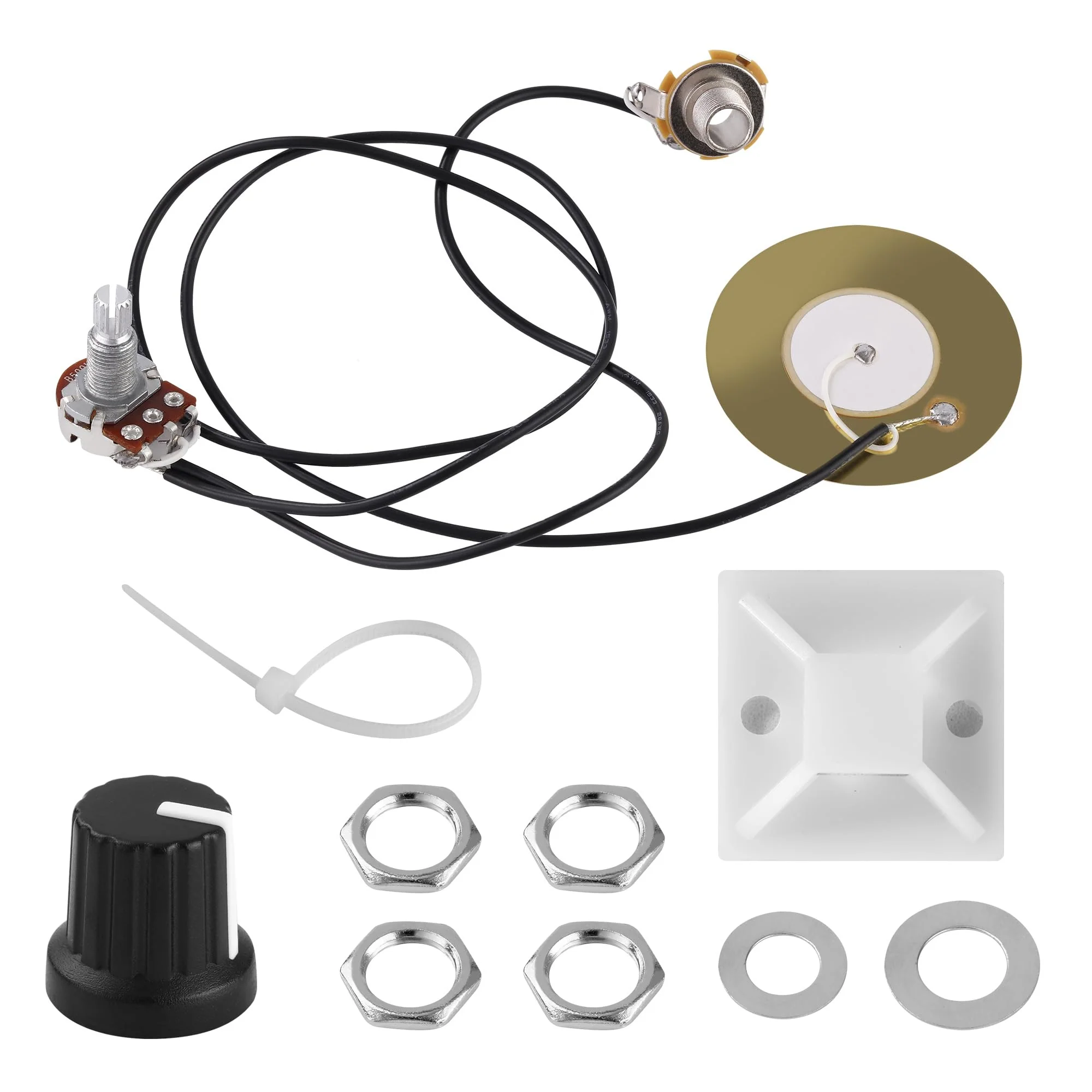 4 Packs 50mm Piezo Pickup Transducer Prewired Amplifier with 6.35mm Output Jack for Acoustic Guitars, Ukuleles, and Cigar Box Guitars - Image 6