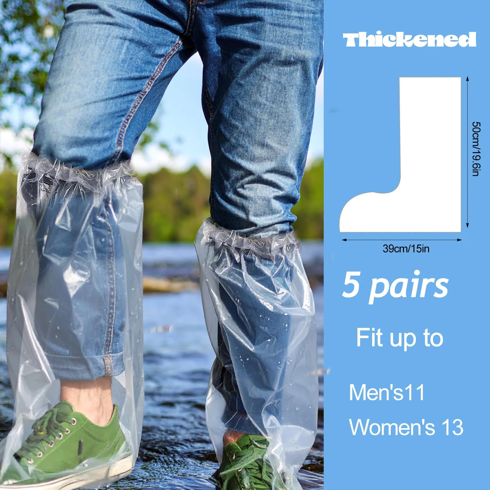 4 Pairs Disposable Boot Covers with Elastic Band, Waterproof Rain Shoe Covers, Transparent Overshoes, Waterproof, Non-Slip for Men and Women for Outdoor Camping - Image 2