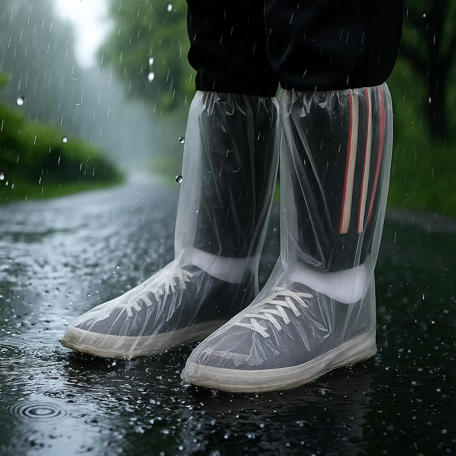 4 Pairs Disposable Boot Covers with Elastic Band, Waterproof Rain Shoe Covers, Transparent Overshoes, Waterproof, Non-Slip for Men and Women for Outdoor Camping - Image 6