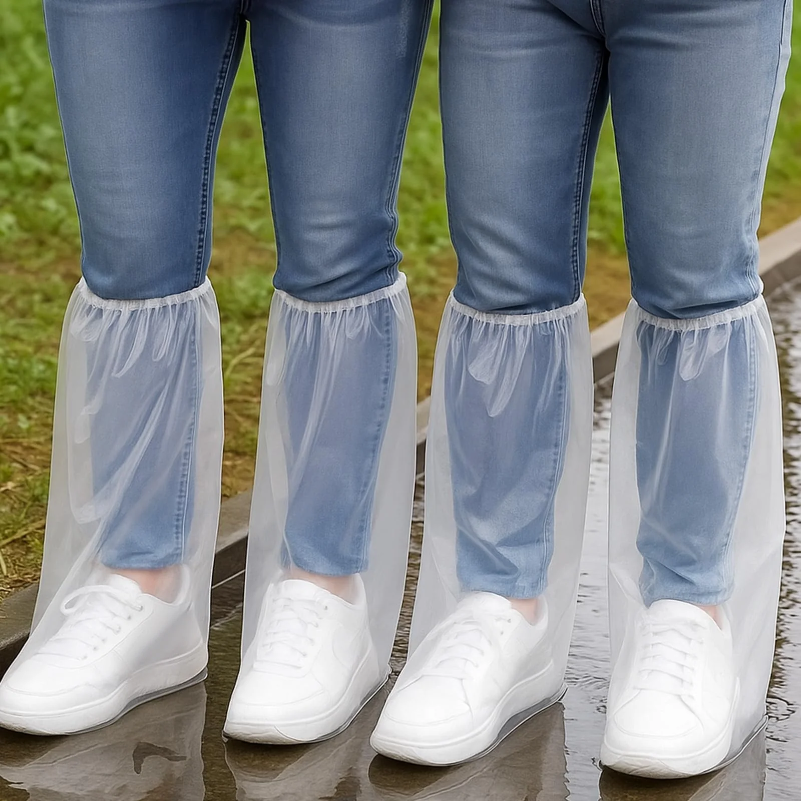 4 Pairs Disposable Boot Covers with Elastic Band, Waterproof Rain Shoe Covers, Transparent Overshoes, Waterproof, Non-Slip for Men and Women for Outdoor Camping - Image 7