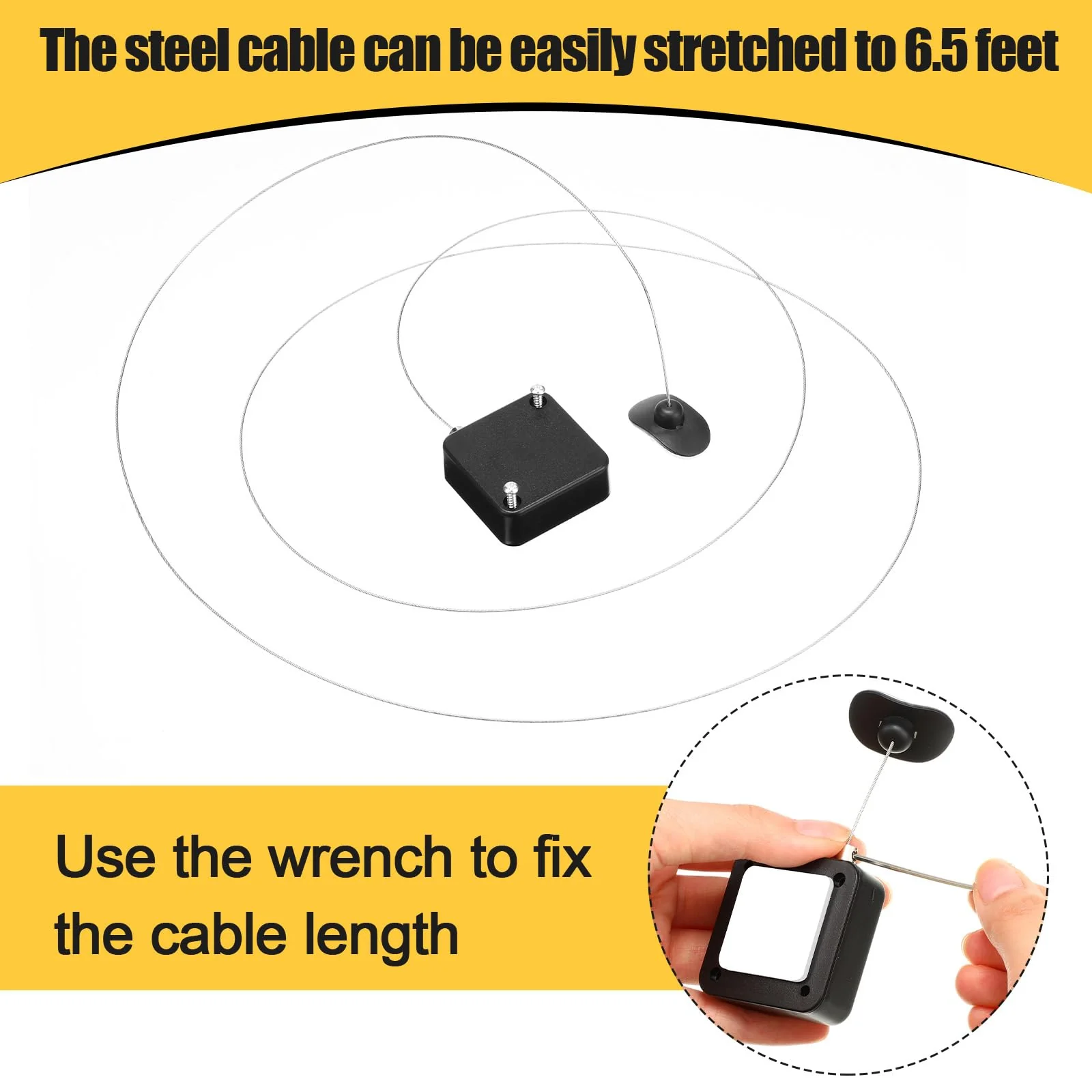 4 Pcs 6.5 ft Retractable Cable Lock with Double Sided Adhesive and Screws Remote Control Security Lock Anti Lost Rope Hardware Cable Lock Security Lanyard Lock for TV Tablets Showroom - Image 3