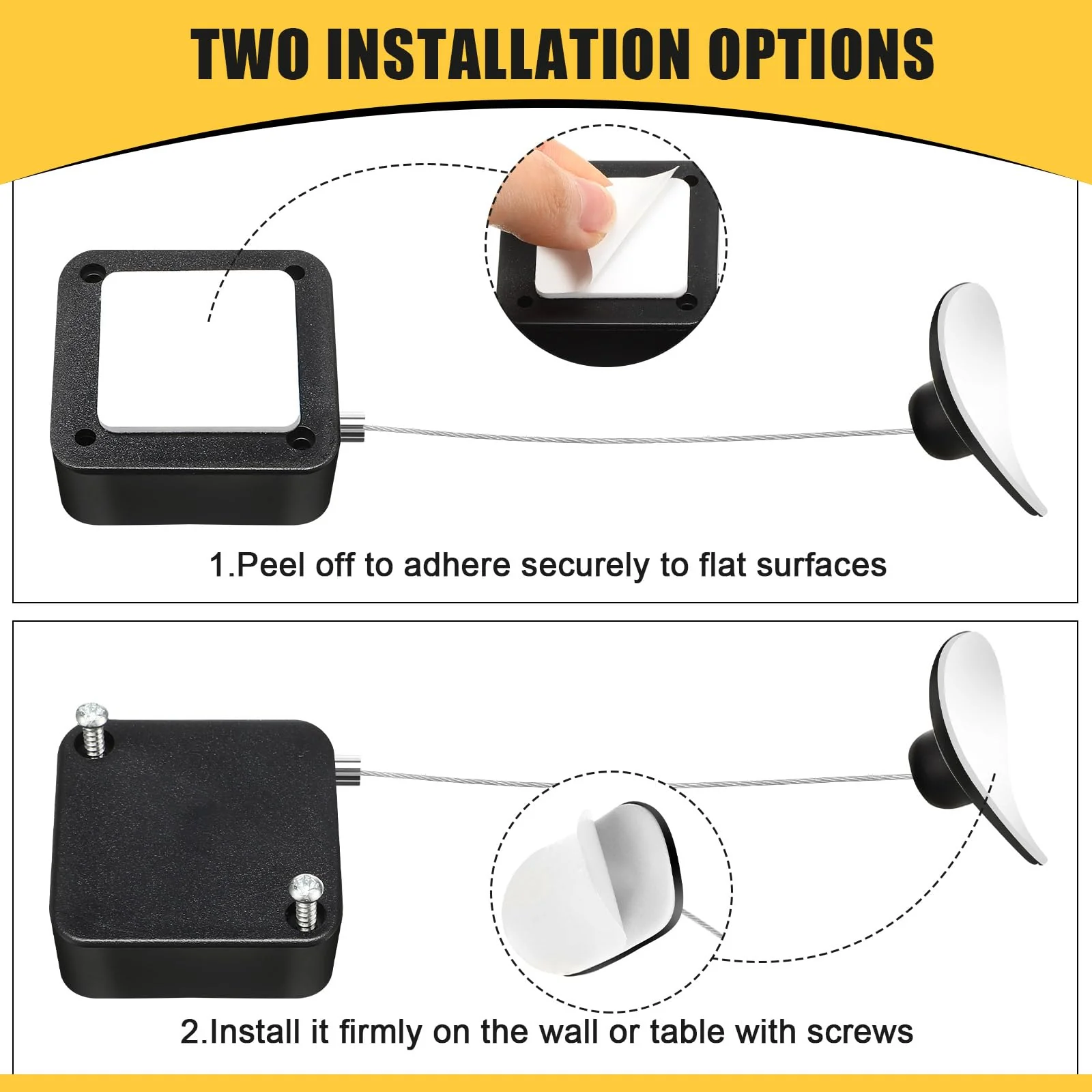 4 Pcs 6.5 ft Retractable Cable Lock with Double Sided Adhesive and Screws Remote Control Security Lock Anti Lost Rope Hardware Cable Lock Security Lanyard Lock for TV Tablets Showroom - Image 5