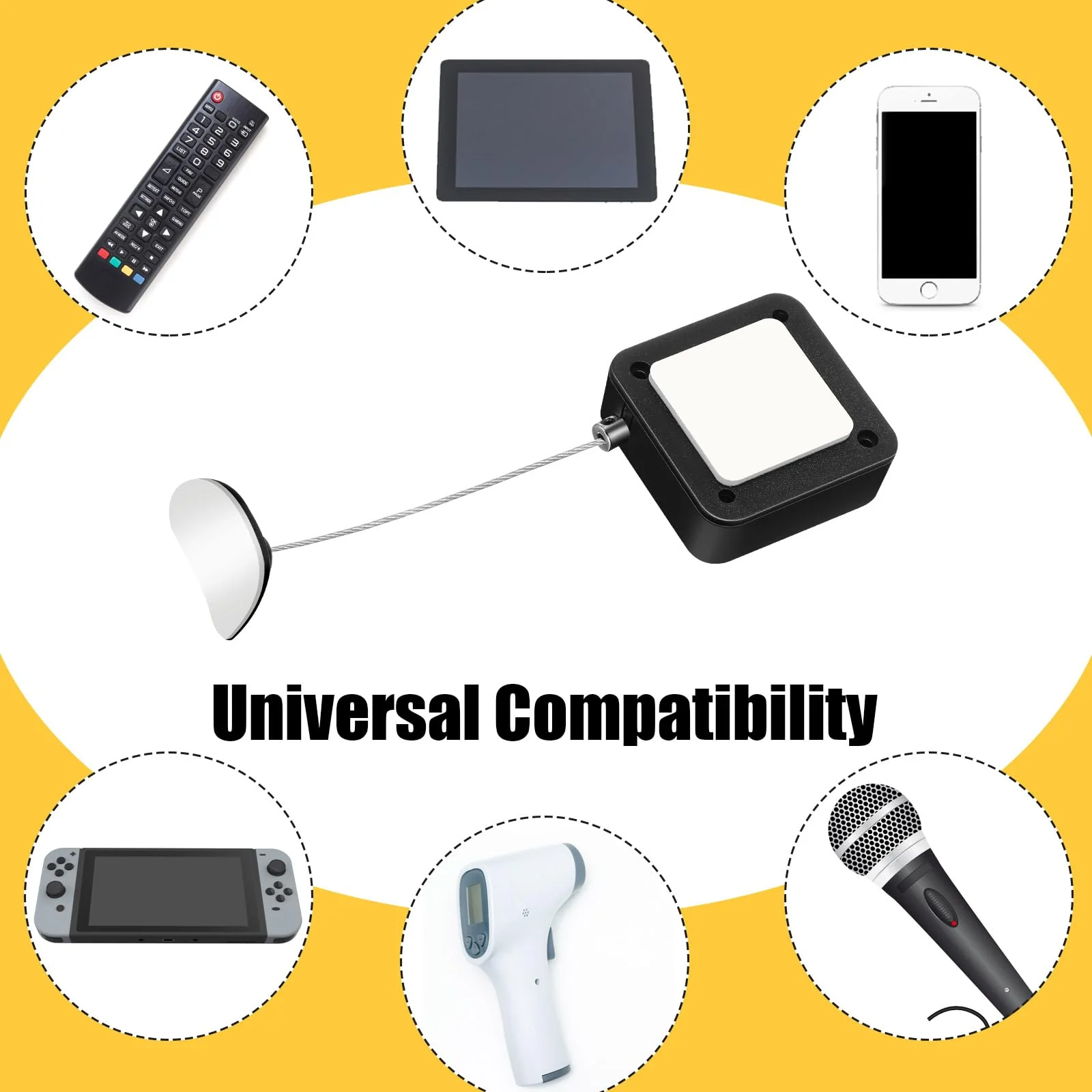 4 Pcs 6.5 ft Retractable Cable Lock with Double Sided Adhesive and Screws Remote Control Security Lock Anti Lost Rope Hardware Cable Lock Security Lanyard Lock for TV Tablets Showroom - Image 7