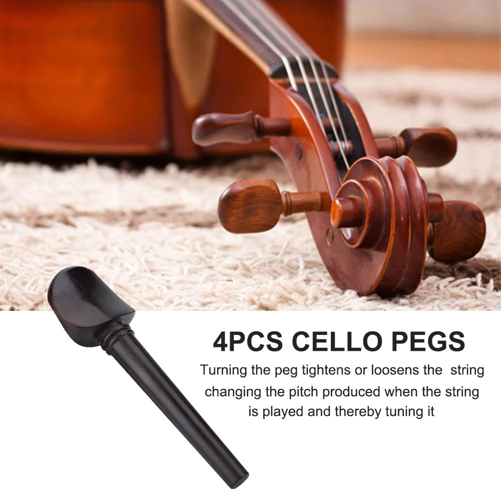 4 Pcs Cello Tuning Pegs, Ebony Wood No Hole Cello Peg for 4/4 Cello - Image 3