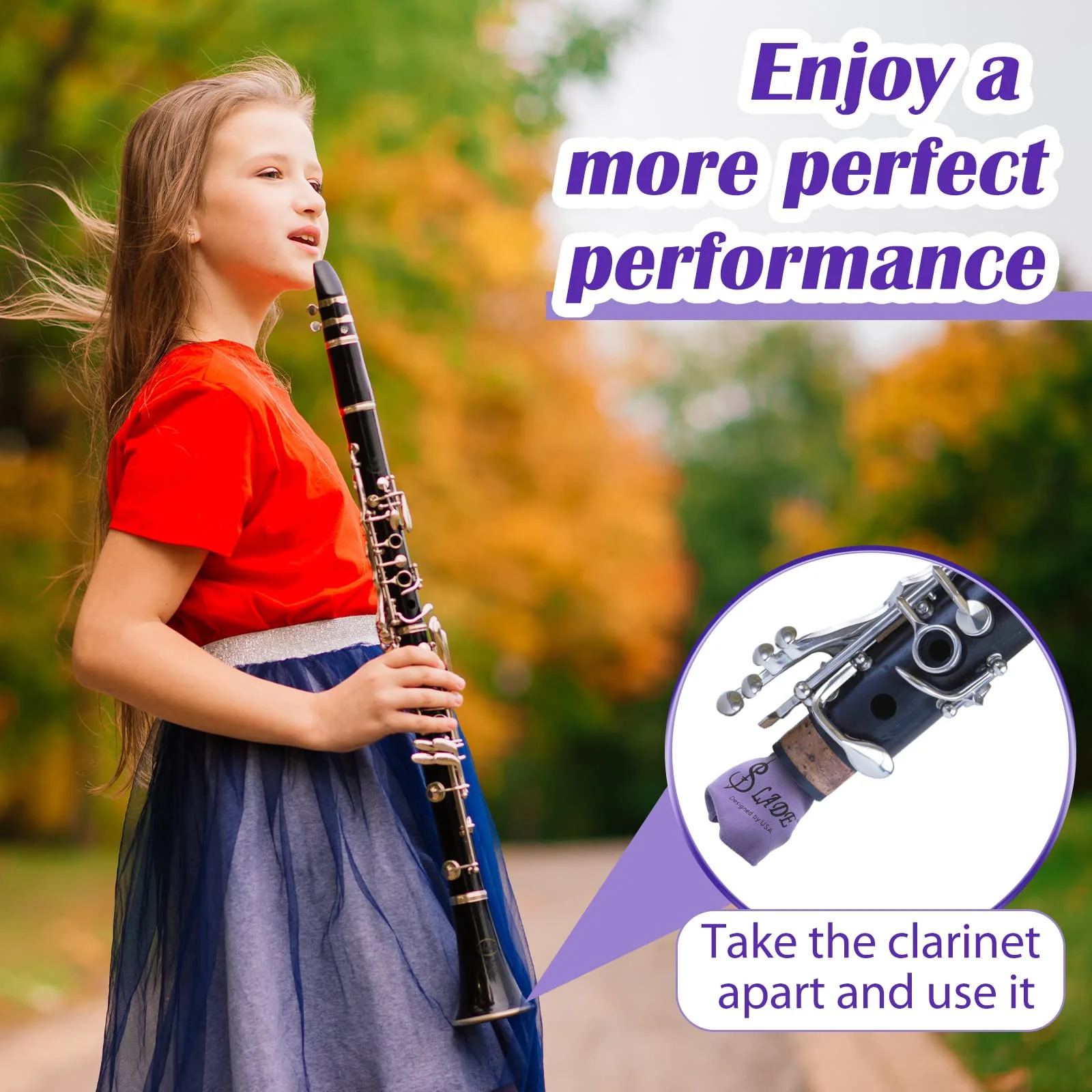 4 Pcs Clarinet Swab Cloth Clarinet Cleaner Clarinet Cleaning Cloth Swab for Inside Tube Suitable Clarinet Piccolo Flute Sax Saxophone (Purple) Purple - Image 5