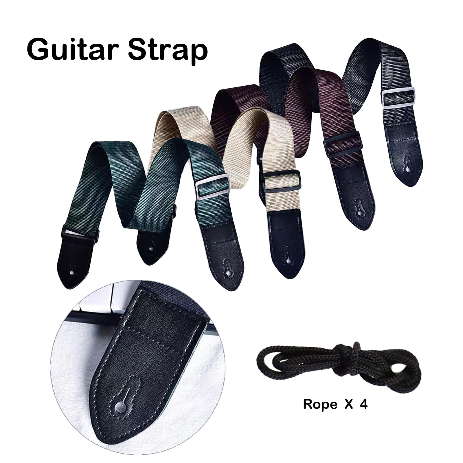 4 Pcs Guitar Straps, Adjustable Acoustic and Electric Bass Strap, Acoustic Electric Guitar Straps for Musical Instrument - Image 3