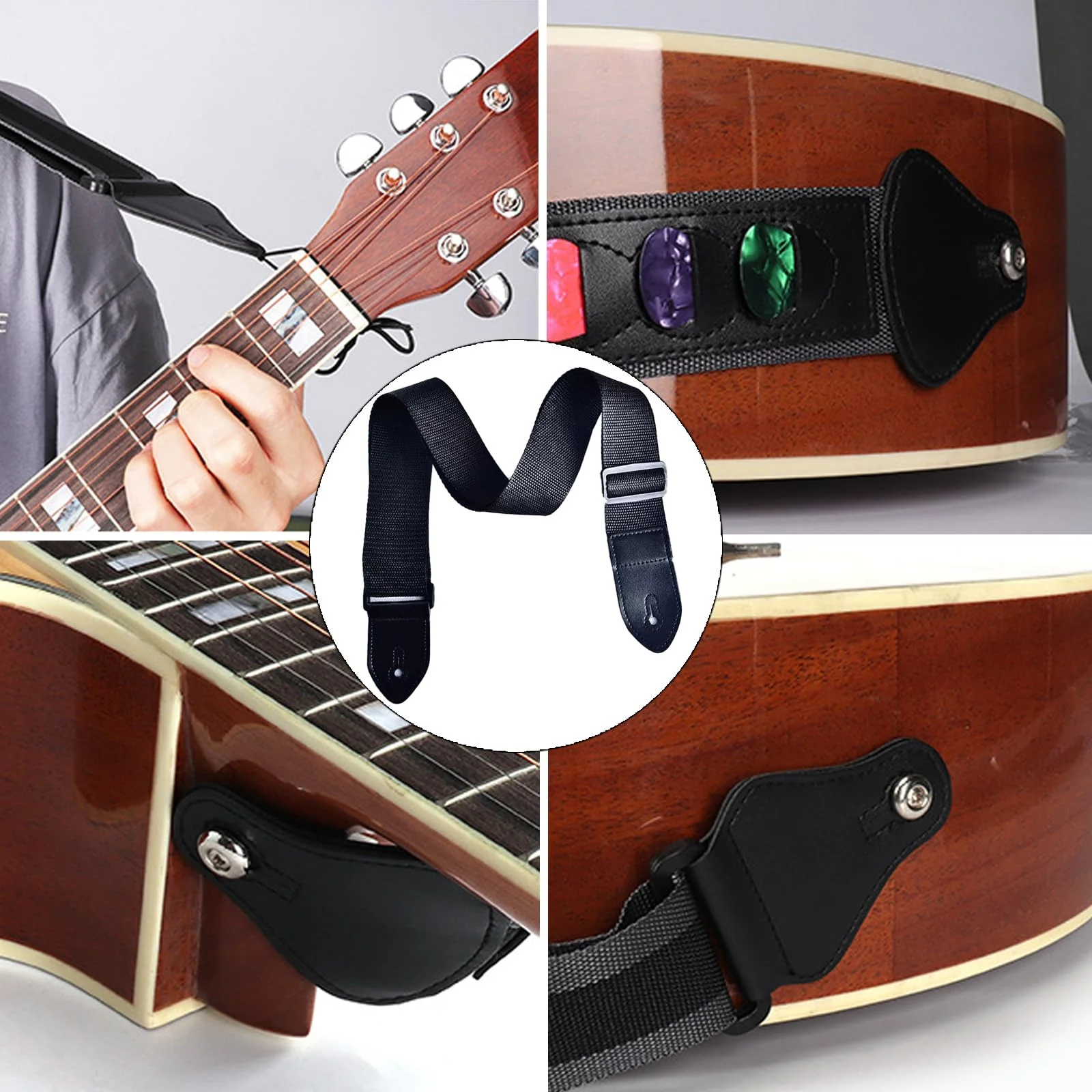 4 Pcs Guitar Straps, Adjustable Acoustic and Electric Bass Strap, Acoustic Electric Guitar Straps for Musical Instrument - Image 4