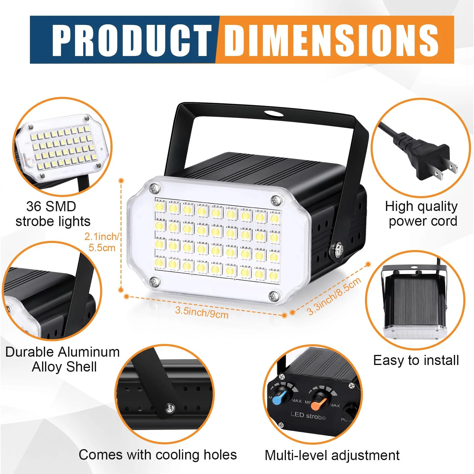4 Pcs Halloween Strobe Light for Parties LED Strobe Light Sound Activated and Flash Speed Control with 36 RGB LED Flashing Lights DJ Lighting for Party Show Club Disco Karaoke(Black) - Image 2