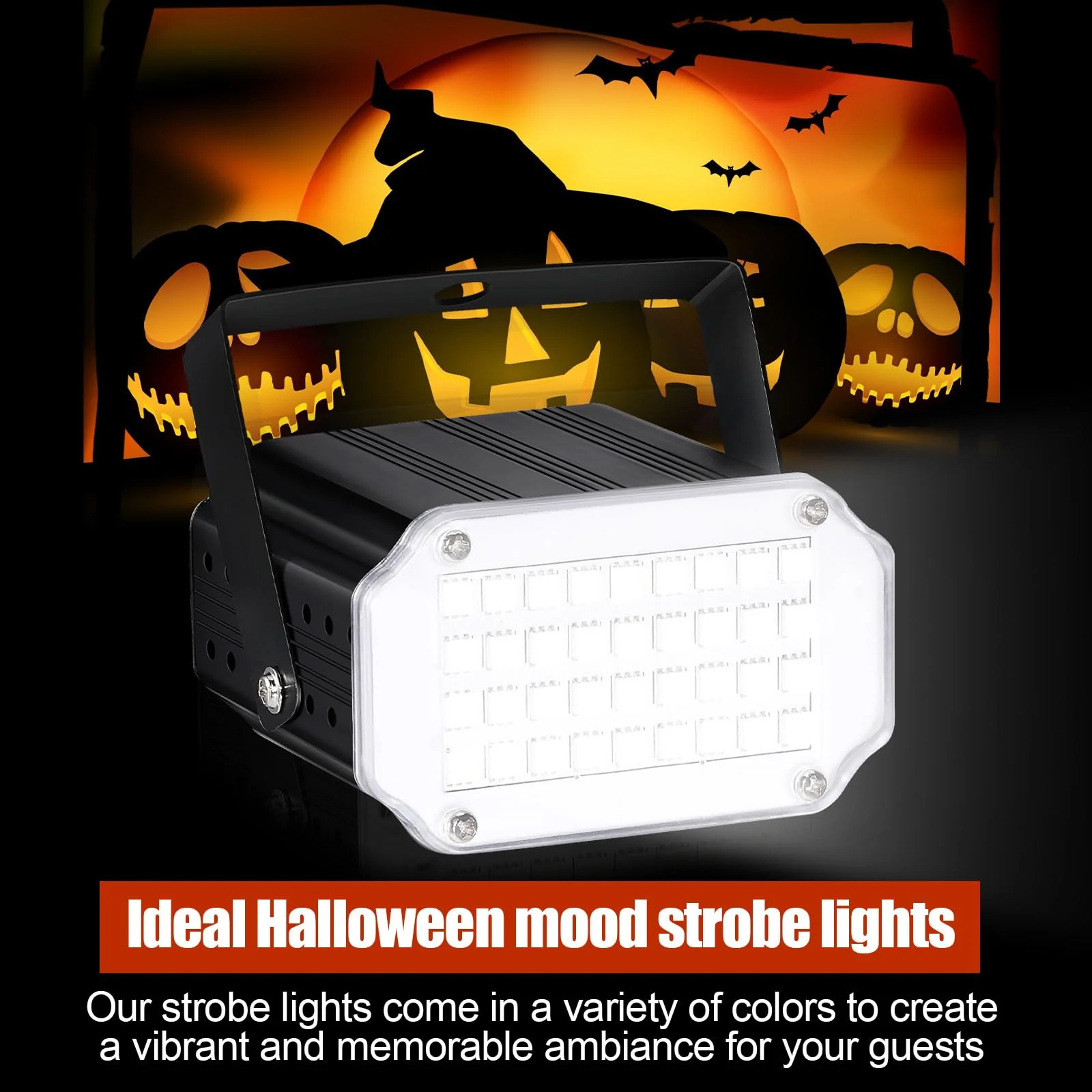 4 Pcs Halloween Strobe Light for Parties LED Strobe Light Sound Activated and Flash Speed Control with 36 RGB LED Flashing Lights DJ Lighting for Party Show Club Disco Karaoke(Black) - Image 4
