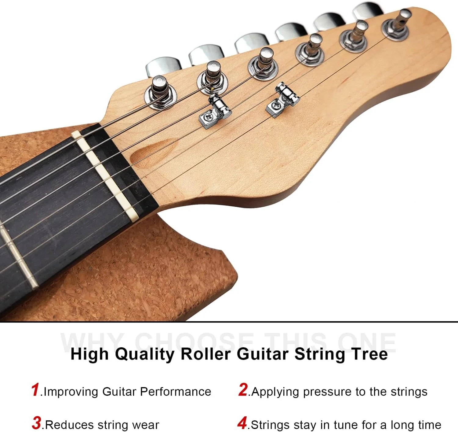 4 PCS Roller Guitar String Trees Guides Retainer for Fender Strat Stratocaster Tele Telecaster Electric Guitar (Chrome) Chrome - Image 3