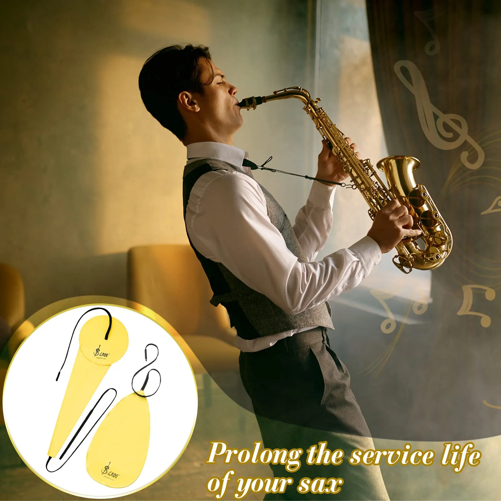 4 Pcs Saxophone Cleaning Kit Alto Sax Cleaning Cloth Clarinet Cloth Swab Instrument Cleaner for Inside Tube Suitable Clarinet Piccolo Flute Sax Saxophone - Image 6