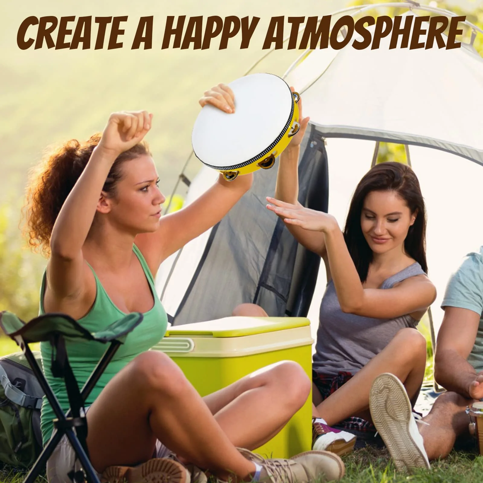4 Pcs Tambourines for Adults 10 Inch Hand Held Drum Bell Birch Metal Jingles Single Row Wooden Tambourine Rhythm Educational Musical Instrument Percussion for Church KTV Party Gifts - Image 6